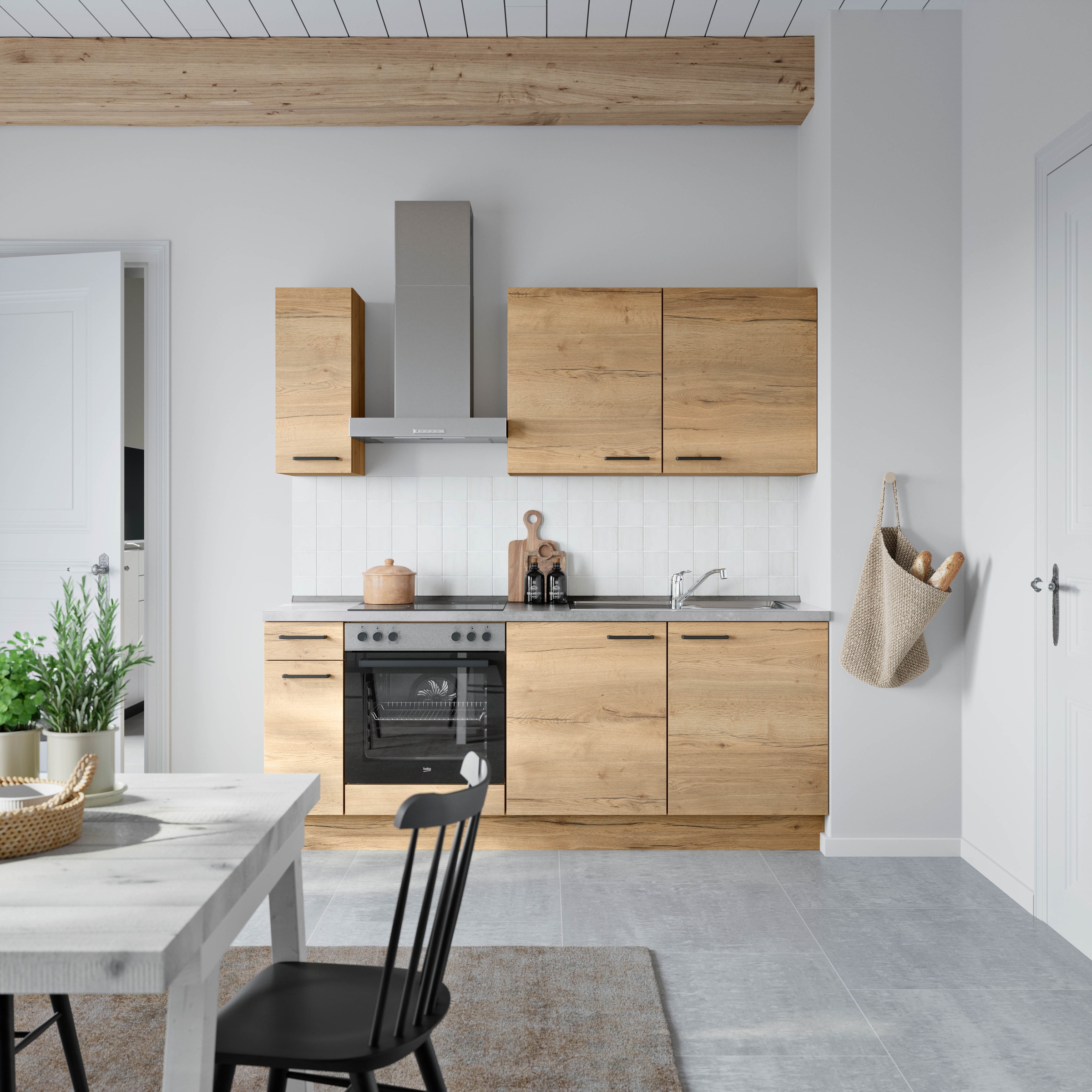 nobilia® Küchenzeile »"Structura I"«, vormontiert, Ausrichtung wählbar, Breite 210 cm, wahlw. mit E-Geräten