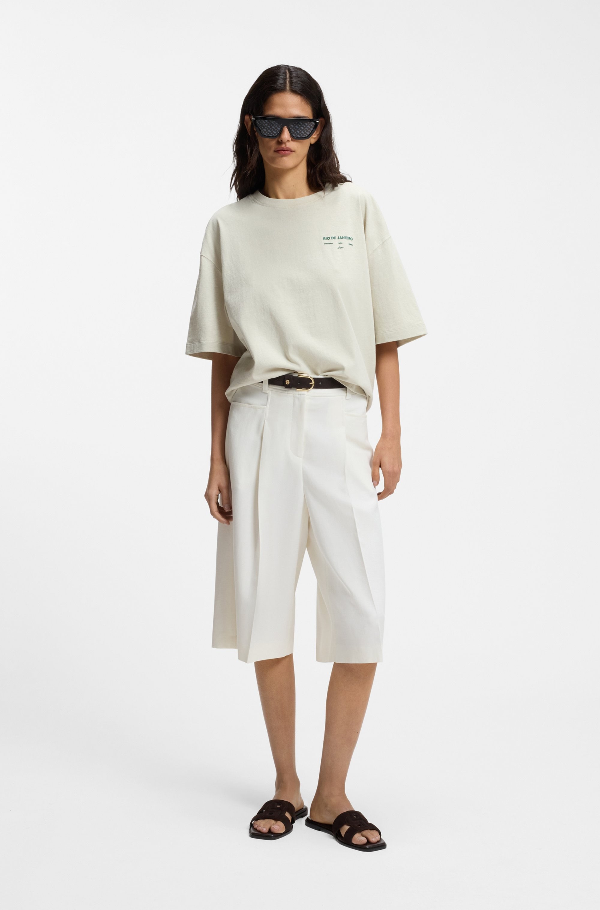 BOSS ORANGE Bermudas »Talarina Premium Damenmode«  aus softem Baumwoll-Leinen-Mix