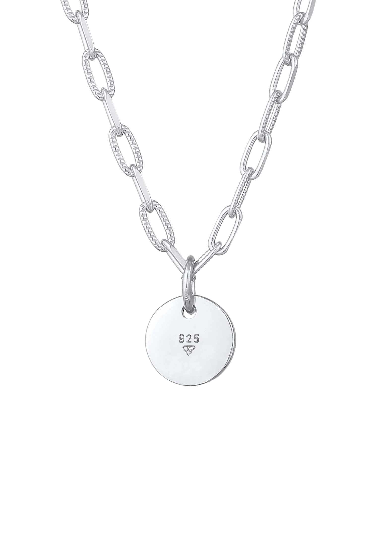 Elli Kette mit Anhänger »Plättchen Coin Gliederkette Trend 925 Silber«