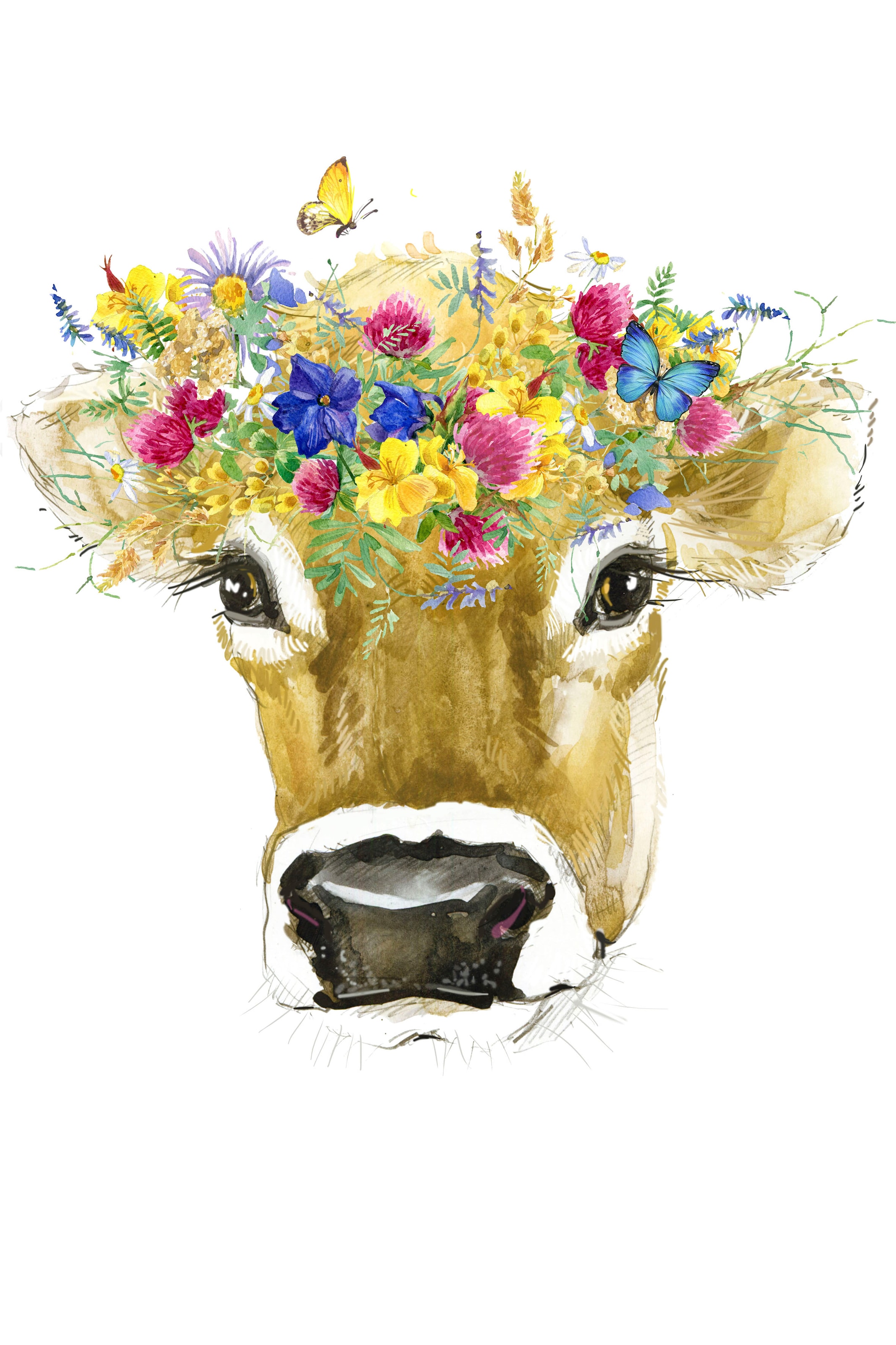 queence Leinwandbild »Kuh«, Kunst-Kuh-Kuhbilder-Blumen-Blumenbilder, Premiu günstig online kaufen