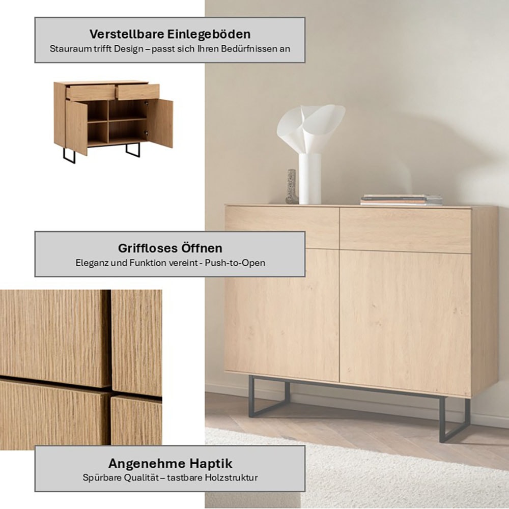 Home affaire Sideboard »Lund, moderner Schrank, Kommode mit Kufengestell« ausreichend Stauraum, vielseitig einsetzbar, 115 cm breit