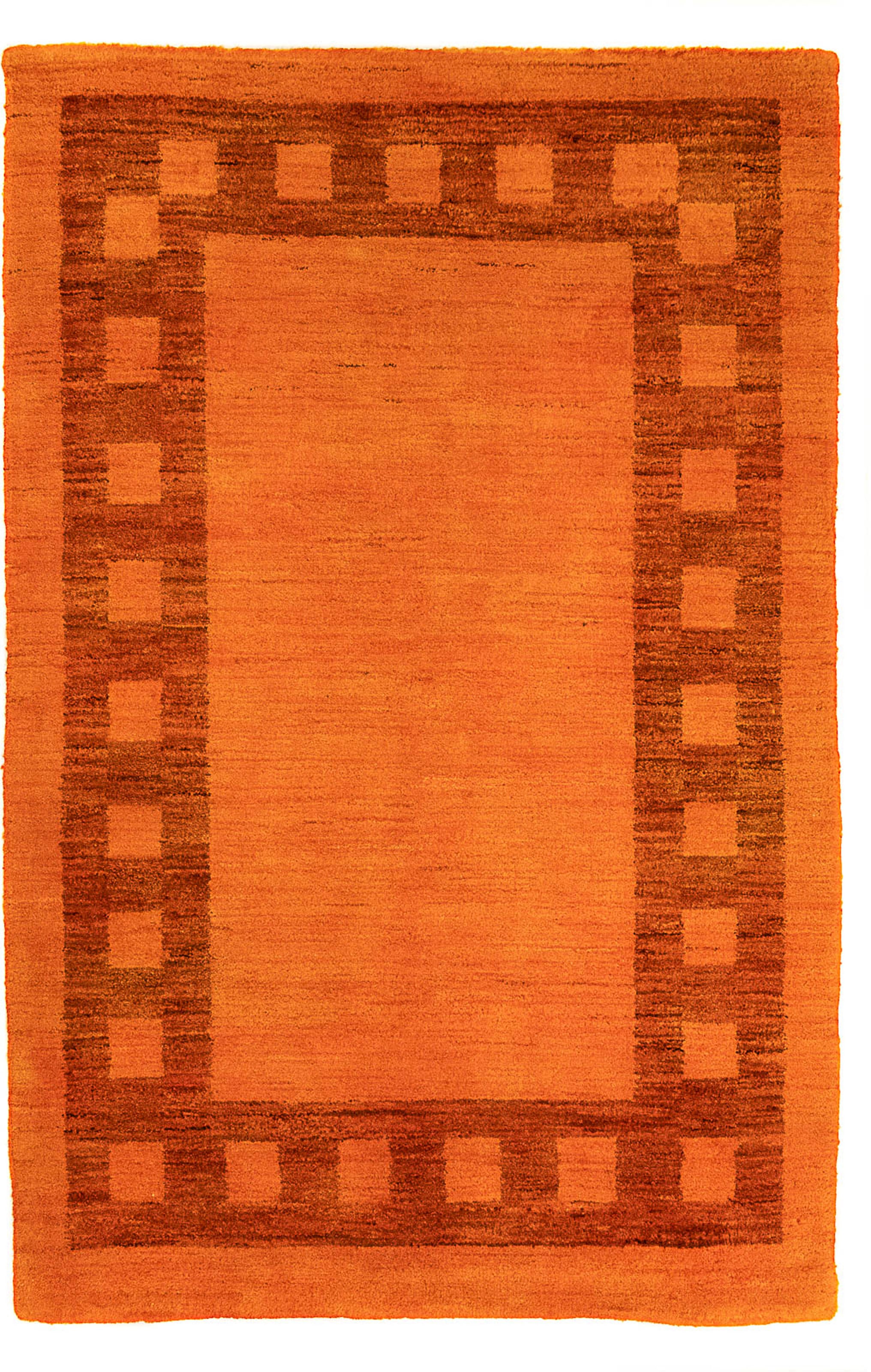 morgenland Wollteppich »Gabbeh - Indus - 123 x 79 cm - orange«, rechteckig, günstig online kaufen