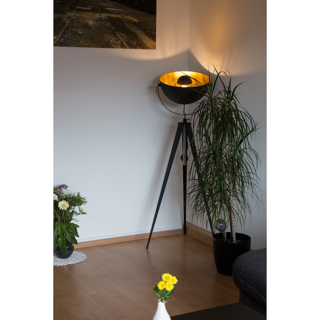 Leonique Stehlampe »Elenoire«, E27, Stehleuchte in Retro Optik, Höhe von 148 bis 168 cm verstellbar, schwarz / goldfarben