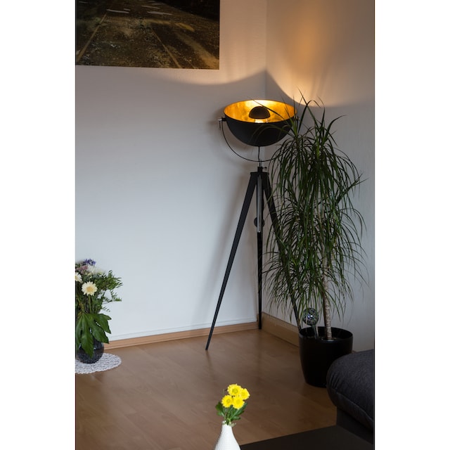 Leonique Stehlampe »Elenoire«, 1 flammig-flammig, Stehleuchte, Höhe  verstellbar, schwarz / goldfarben auf Rechnung bestellen