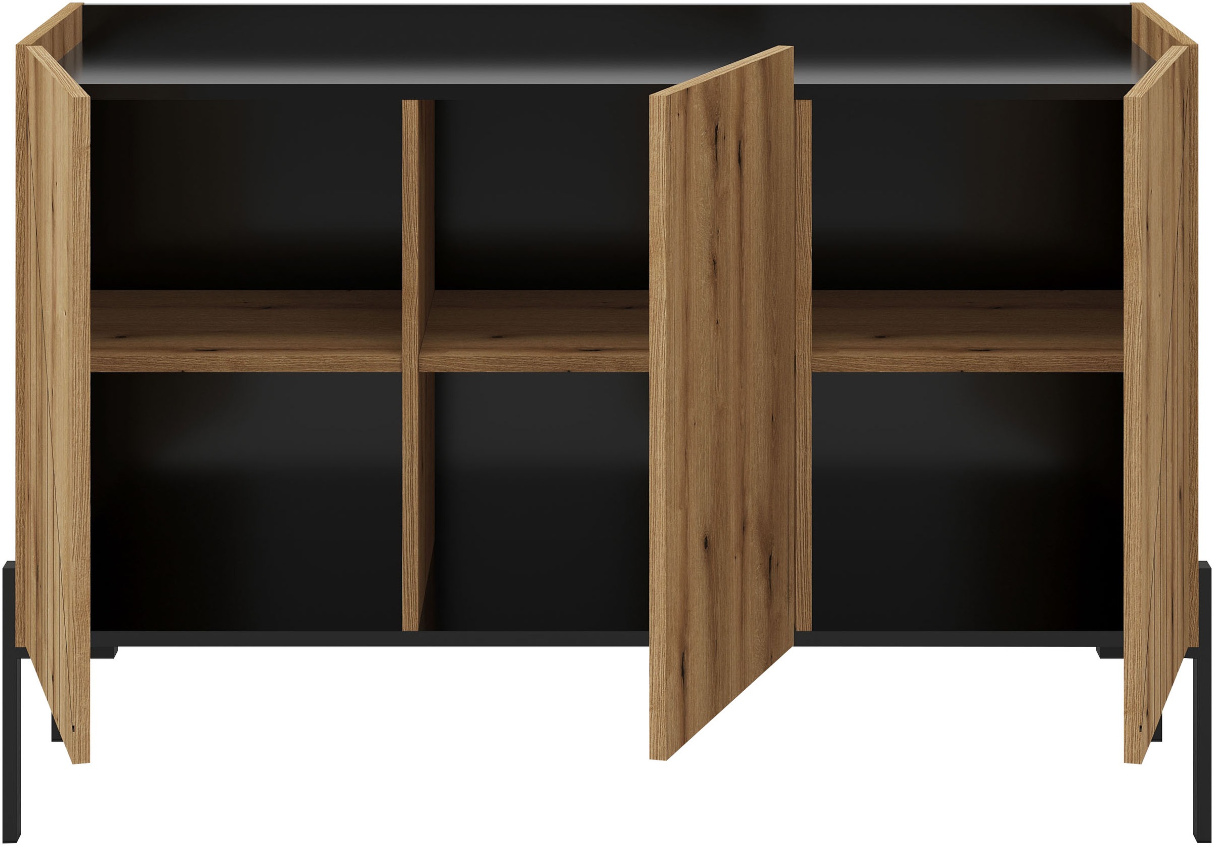 INOSIGN Sideboard »SNETT, Breite: 122cm, mit Metall-Stabfüßen, 3 Türen, 3 Einlegeböden«, Anrichte, Kommode, Schrank, Board, Higboard