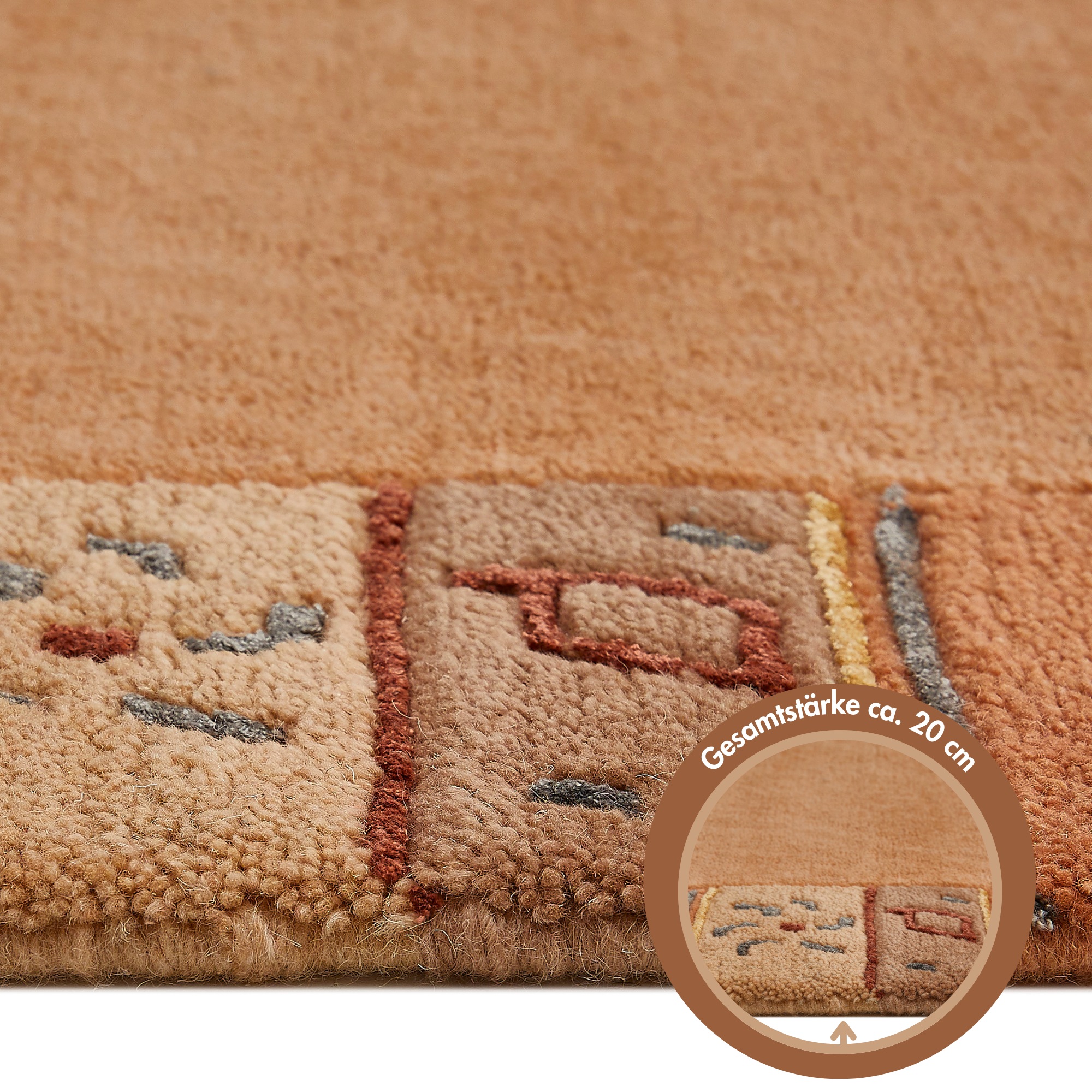 LUXOR living Wollteppich »India«, rechteckig, 20 mm Höhe, reine Wolle, handgeknüpft, mit Bordüre, auch als Läufer