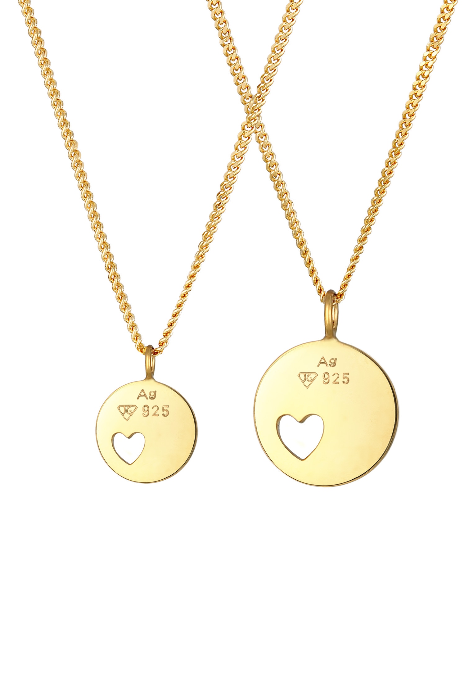 Elli Schmuckset »Plättchen Herz Liebe Mutter Tochter 925 Silber«