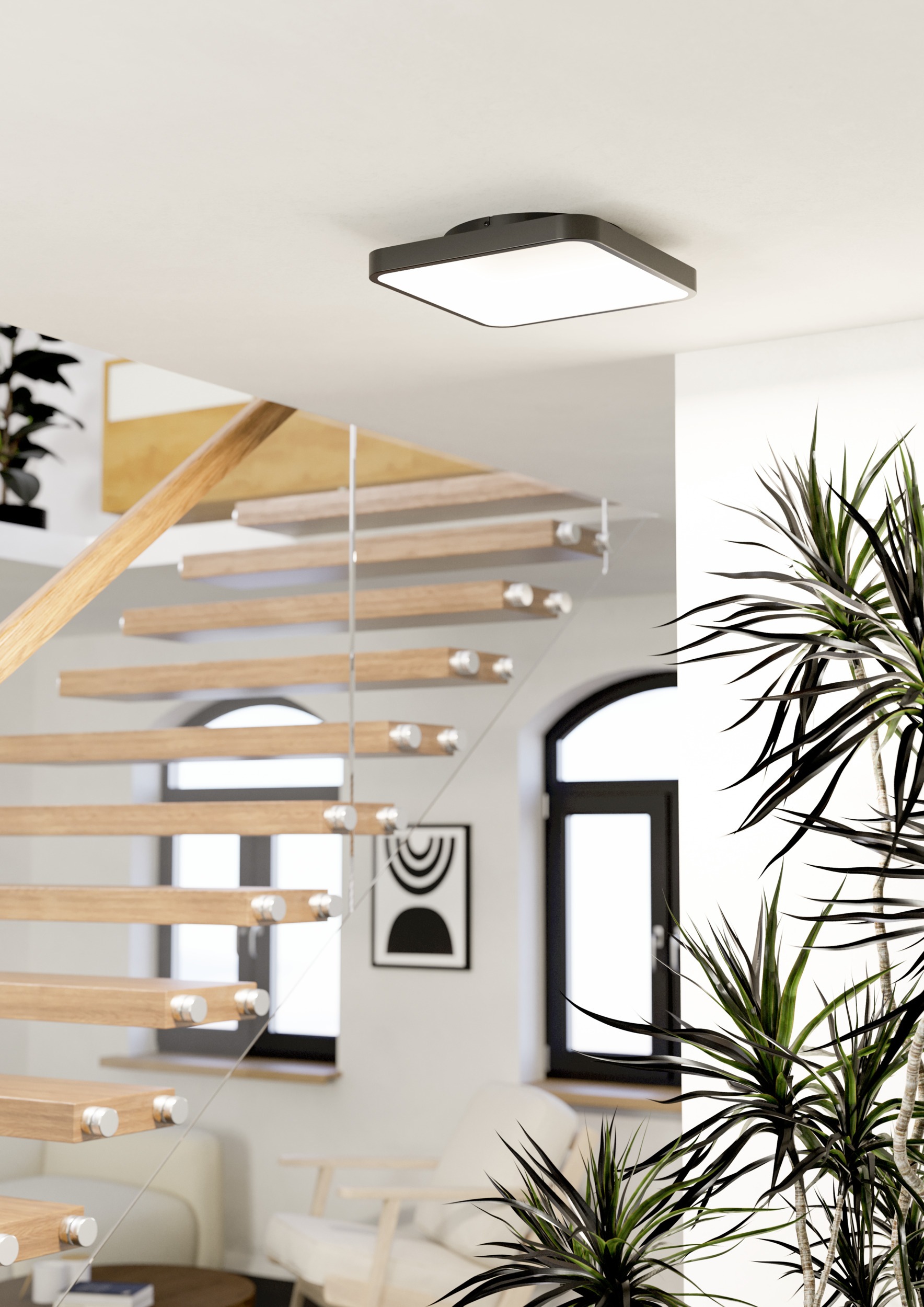 EGLO LED Deckenleuchte »LORETELLO-Z Deckenlampe - Stahl - LED - 20W - IP20« LED-Modul 1 Stk. Kaltweiß | Neutralweiß | RGB | Warmweiß Wohzimmerlampe, Esszimmerlampe, Flur, Schlafzimmer, L35 x B35 x H7,5cm