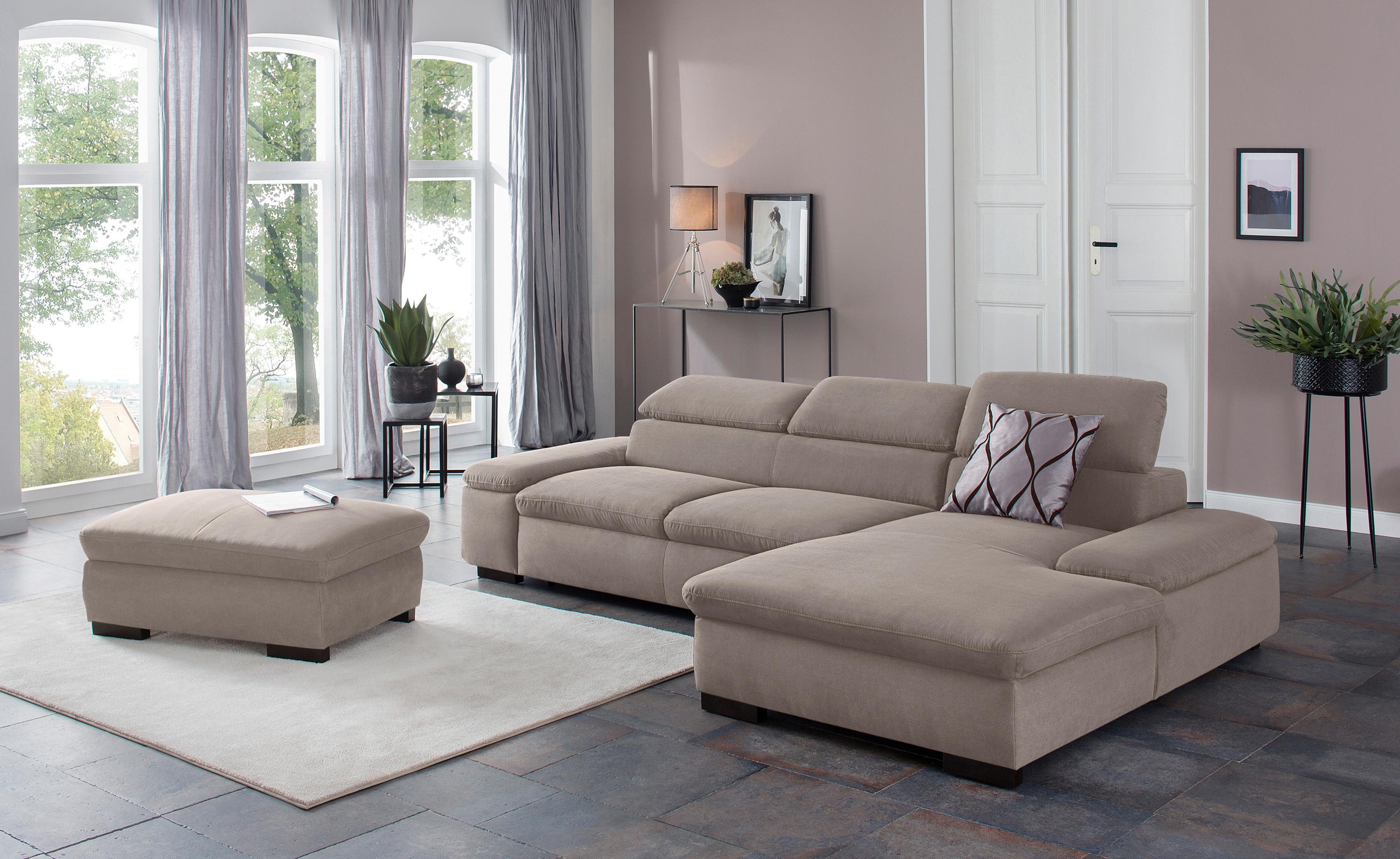 Home affaire Ecksofa »Alberto L-Form«, mit Kopfteilverstellung, wahlweise mit Bettfunktion