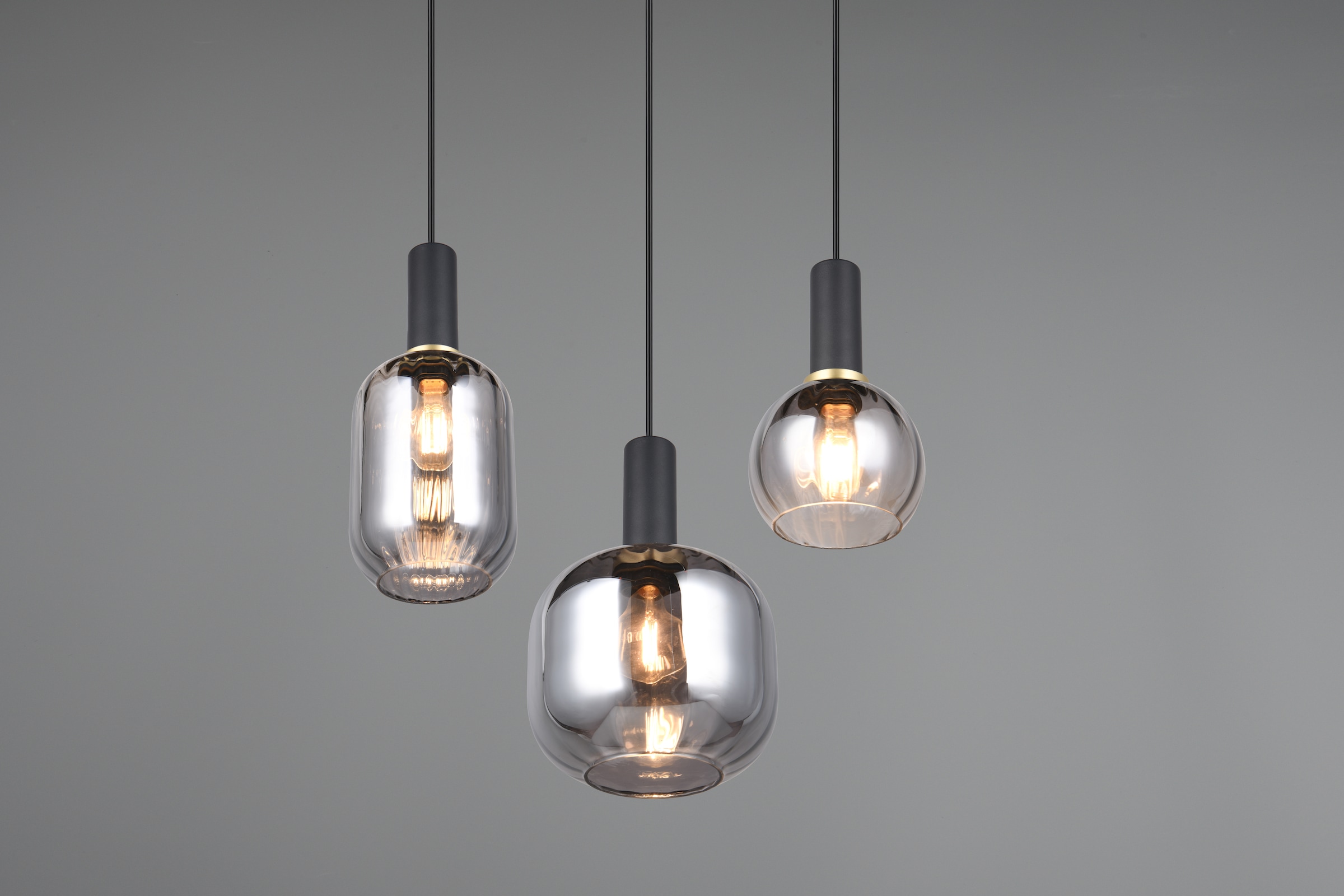 TRIO Leuchten Pendelleuchte »DIVA, E27 Hängelampe 3-flammig mit Glasschirm, exkl 3xE27 max 10W«, 3 flammig, Leuchtmittel E27 | Leuchtmittel wechselbar, höhenverstellbar bis max 150cm Hängeleuchte Ø 30 cm Wohnzimmer Küche