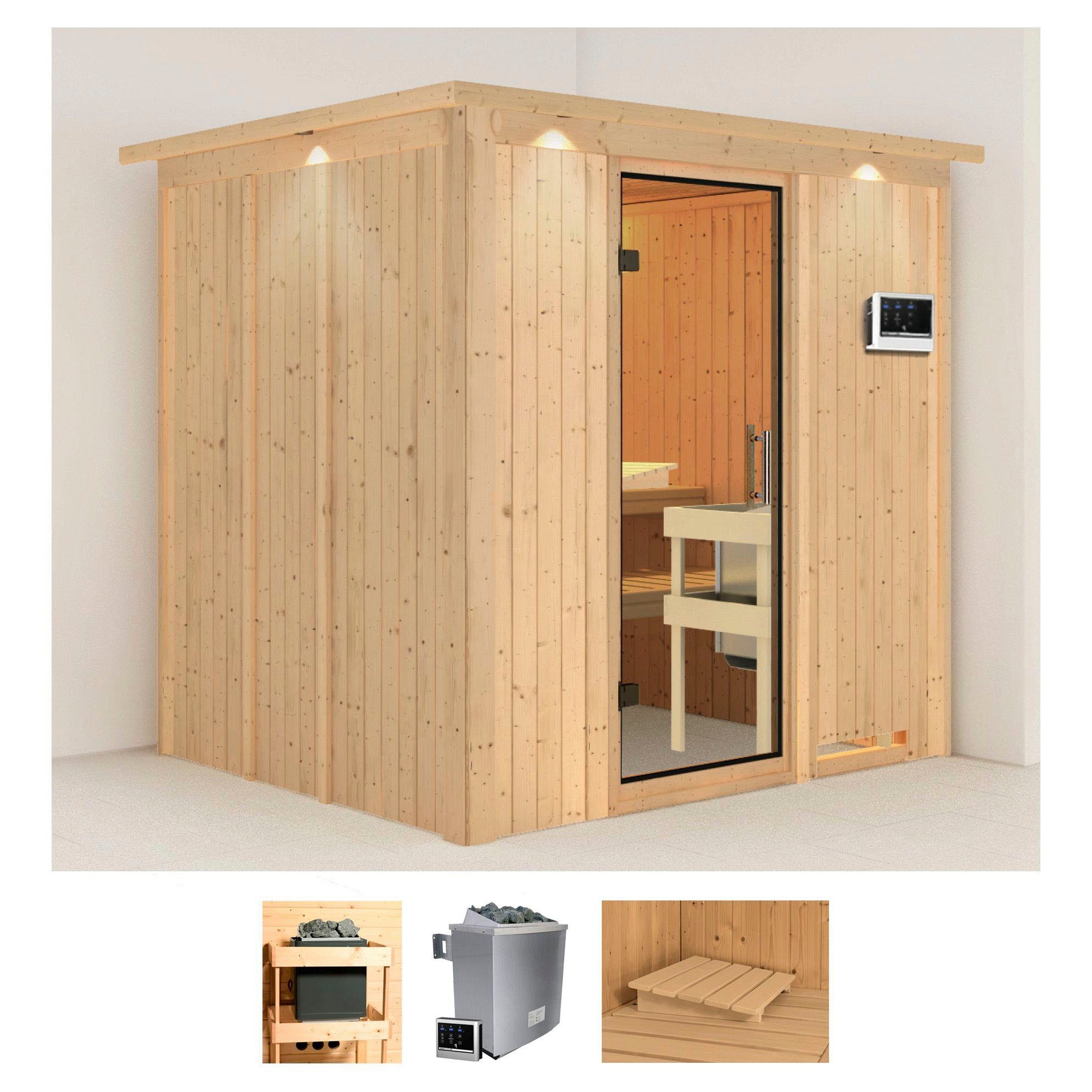 Karibu Sauna »Sodin« Set, 9 KW-Ofen mit externer Steuerung günstig online kaufen
