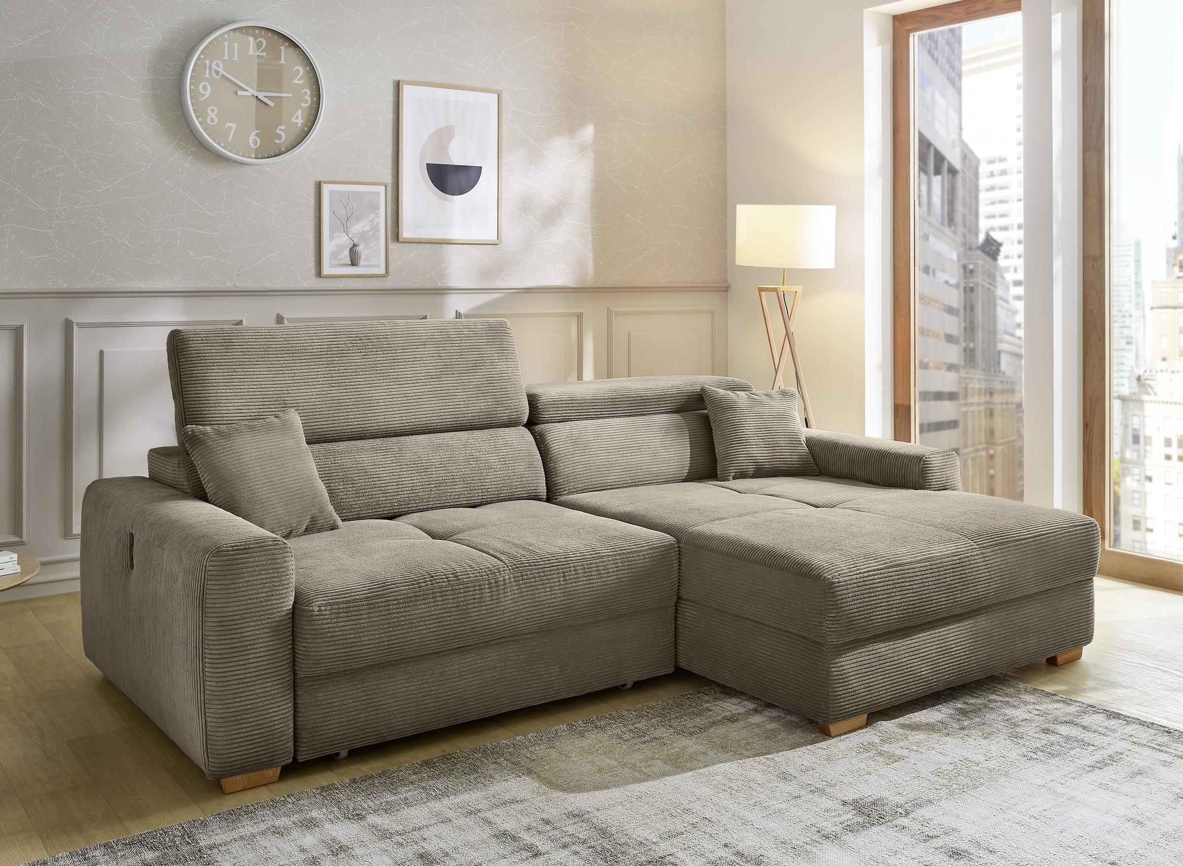 Jockenhöfer Gruppe Ecksofa »Slider, L-Form, 140kg Belastbarkeit je Sitzplatz«, elektromotorische Sitztiefenverstellung,USB-Ladeports,mit Kopfstützen