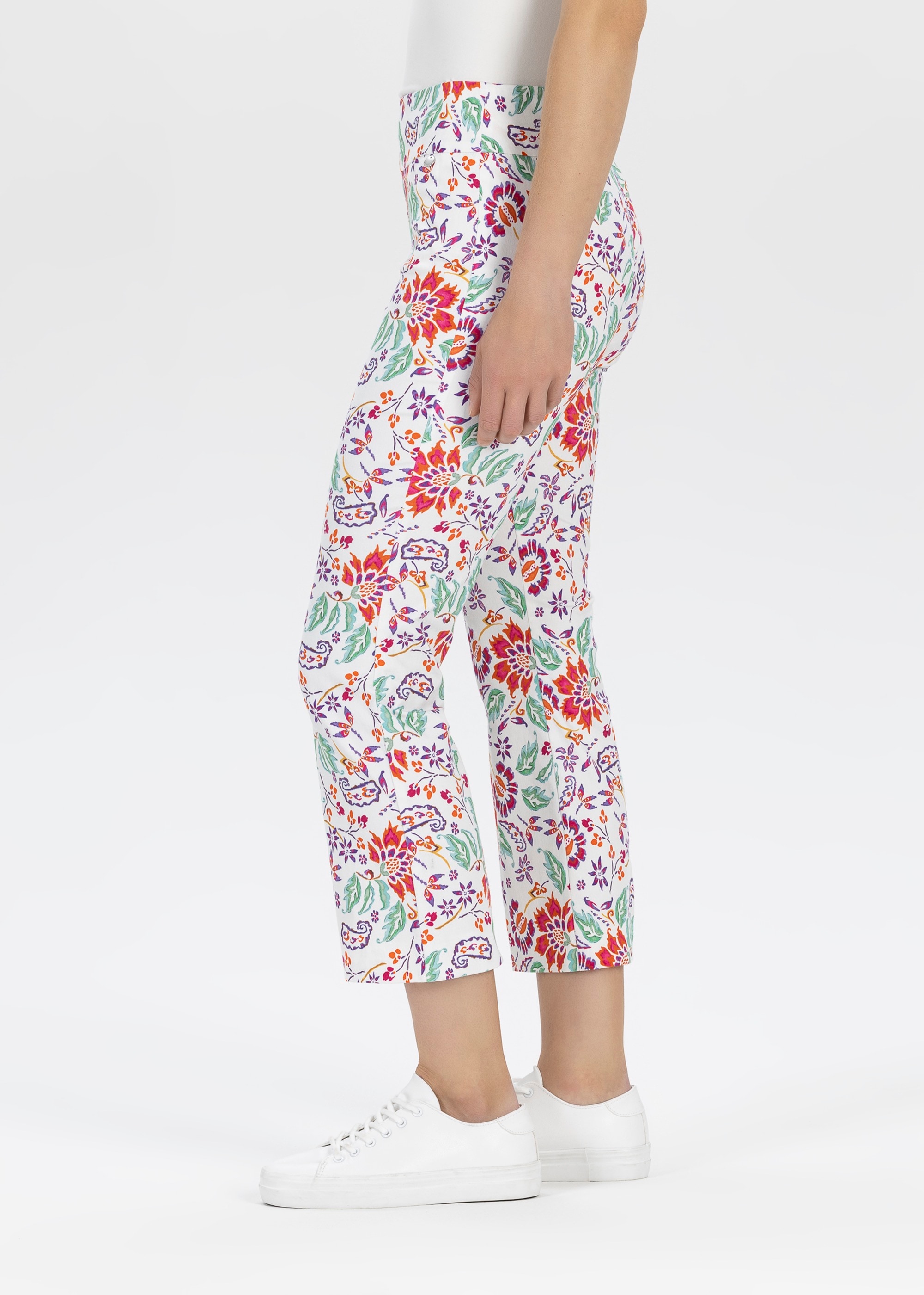 Stehmann Stoffhose, Sommerhose mit floralem Muster, 7/8-Länge mit Gummibund