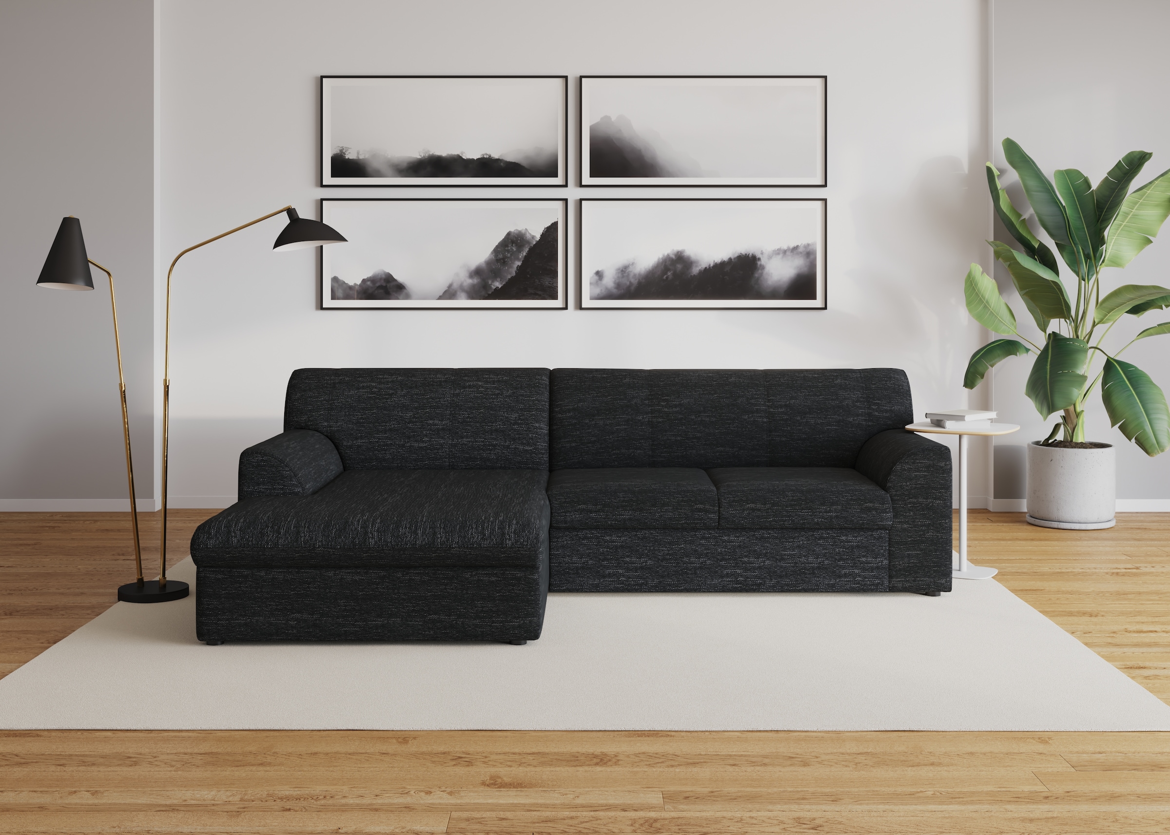 DOMO collection Ecksofa »Topper, elegant und zeitlos, kompaktes Stellmaß 245/155cm, L-Form«, mit Recamiere, wahlweise mit Schlaffunktion