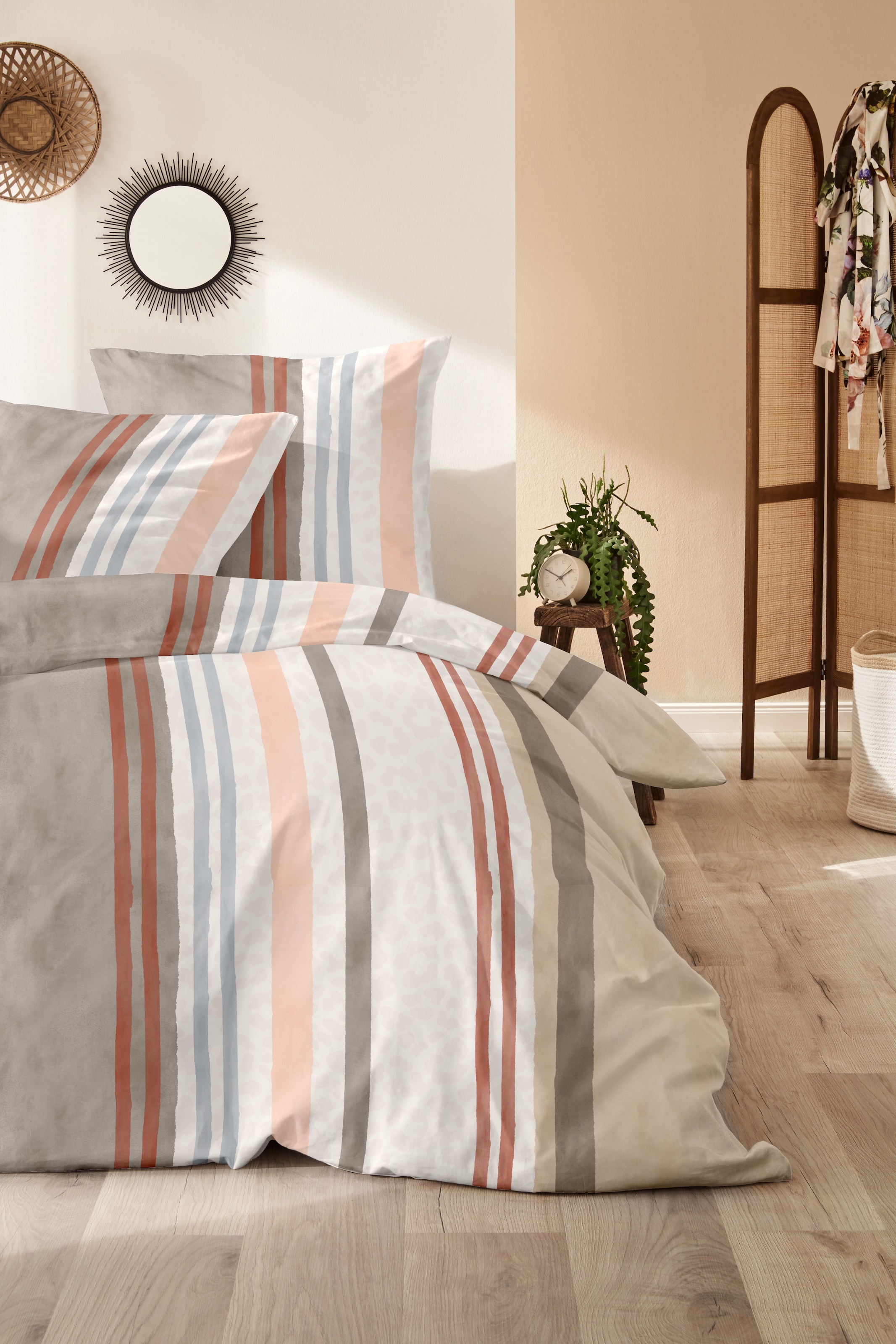 Primera Bettwäsche »Feinbiber-Bettwäsche Leo Stripe« 2 Stk. mit Leo-Struktur