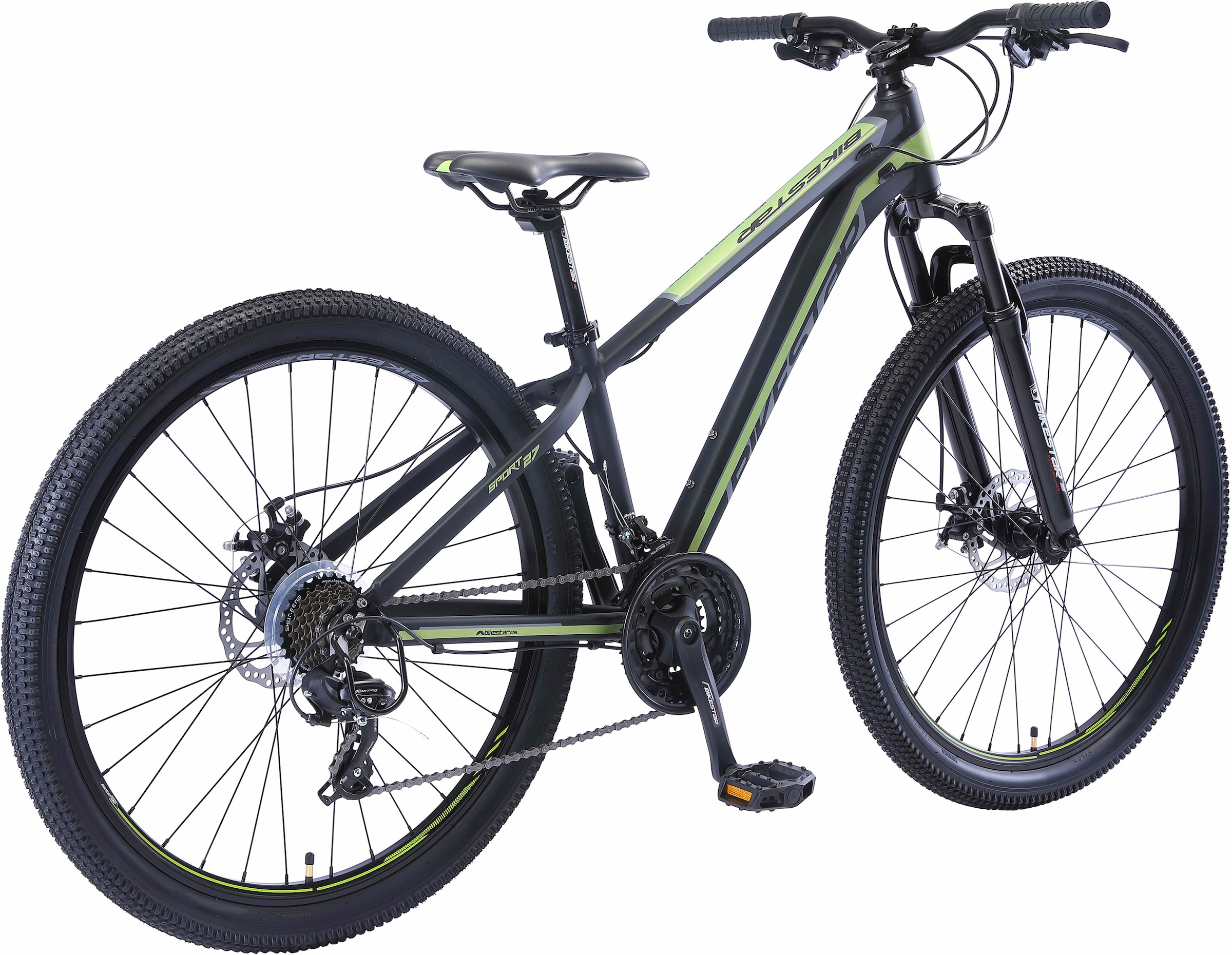 Bikestar Mountainbike, 21 Gang, Shimano, RD-TY300 Schaltwerk, Kettenschaltung, für Damen und Herren, Kettenschaltung