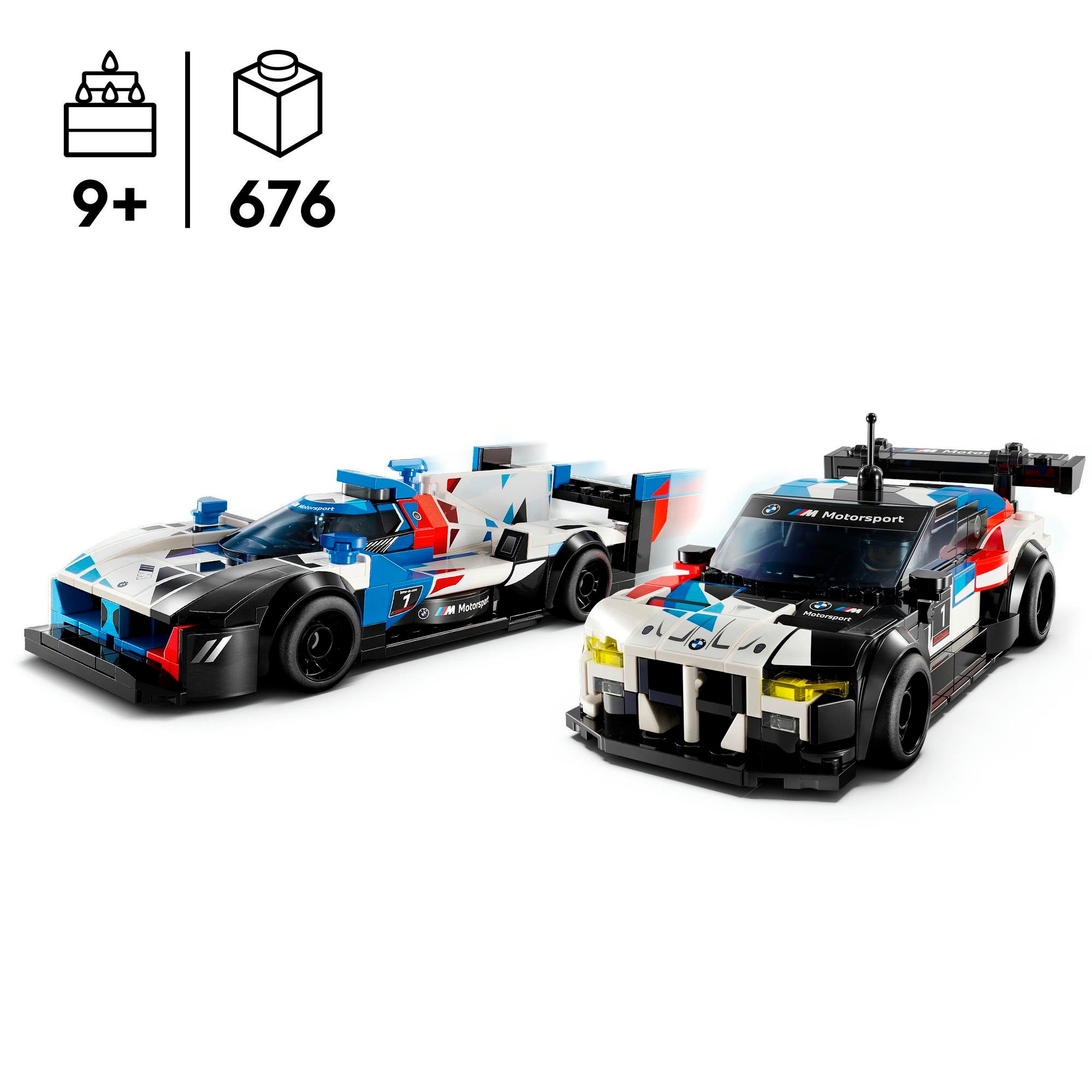 LEGO® Konstruktionsspielsteine »BMW M4 GT3 & BMW M Hybrid V8 Rennwagen (76922), LEGO® Speed Champions«, (676 St.), Made in Europe