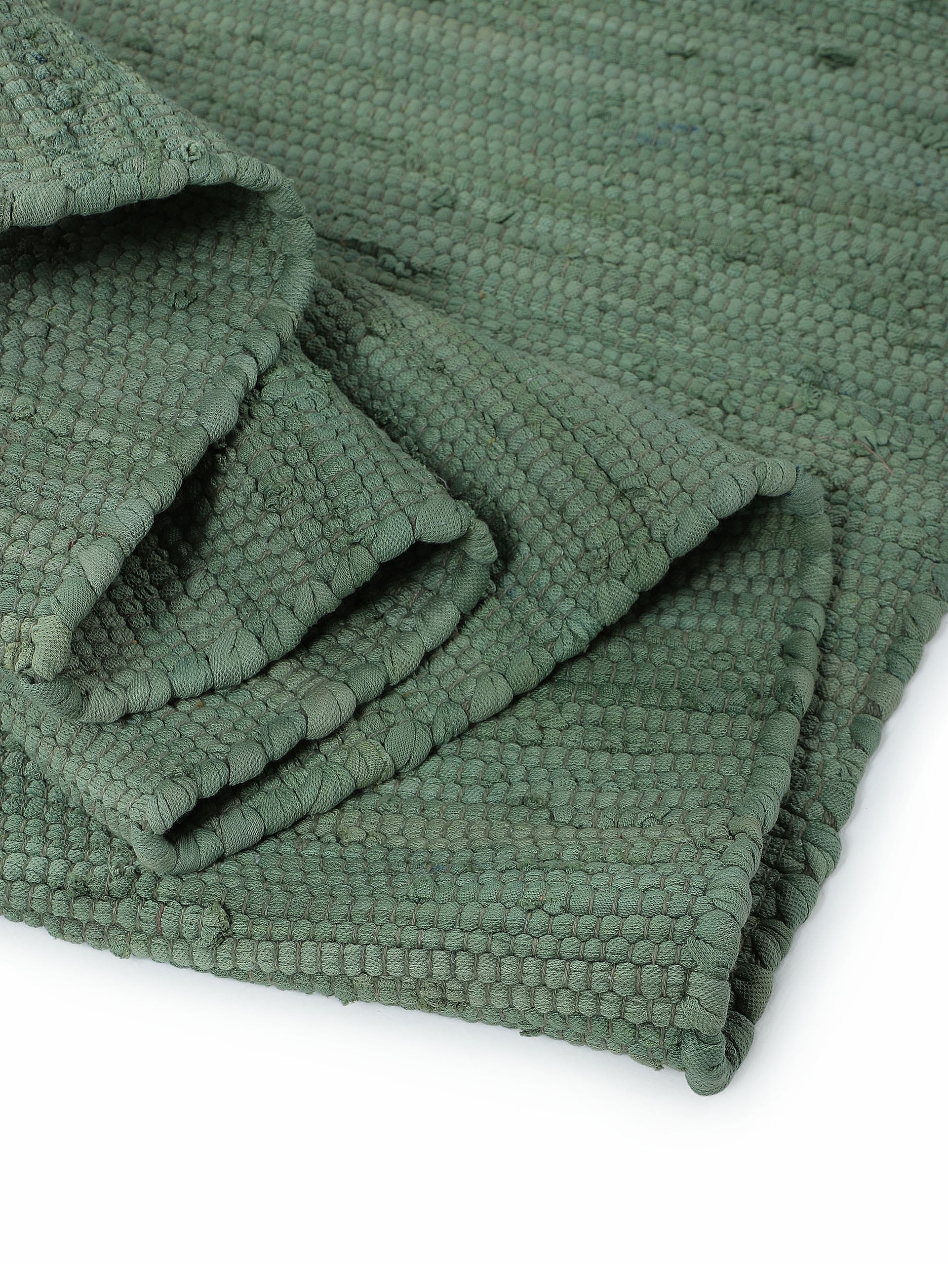 carpetfine Teppich »Kelim Chindi uni, auch als Läufer«, rechteckig, 5 mm Höhe, Wendeteppich, reine Baumwolle, handgewebt, Uni-Farben, mit Fransen