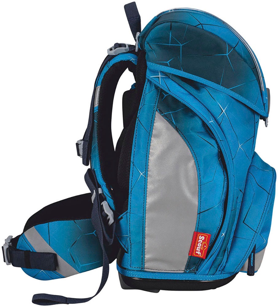 Scout Schulranzen »Alpha Safety Light, mit LED-Lichtleiter, Polar Blue«, Retroreflektierende Flächen-LED-Lichtleiter, mit Powerbank; enthält recyceltes Material