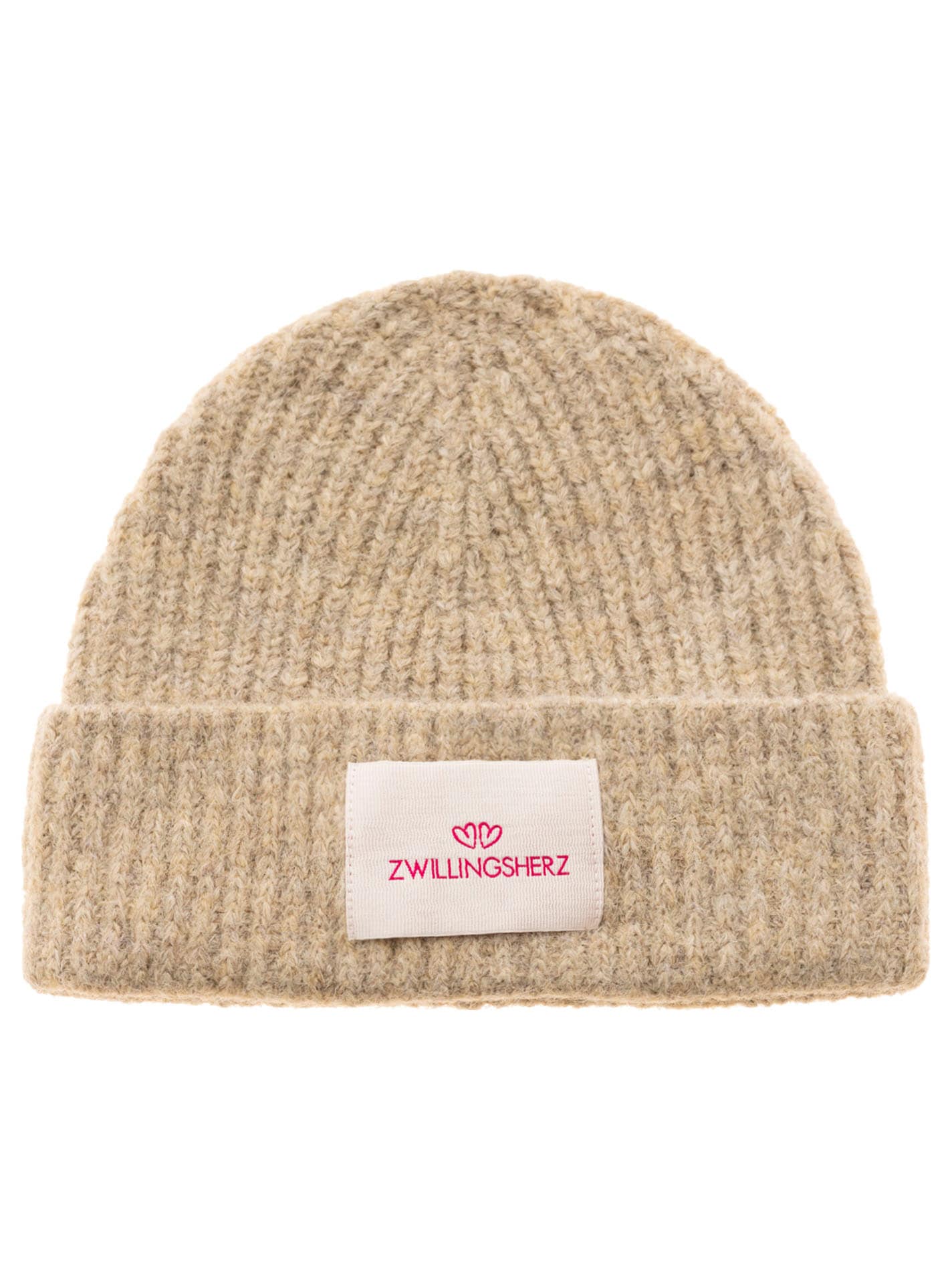 Zwillingsherz Strickmütze »"Zwillingsherz Patch"« gerippt,  mit Wolle und Umschlag, mit Patch