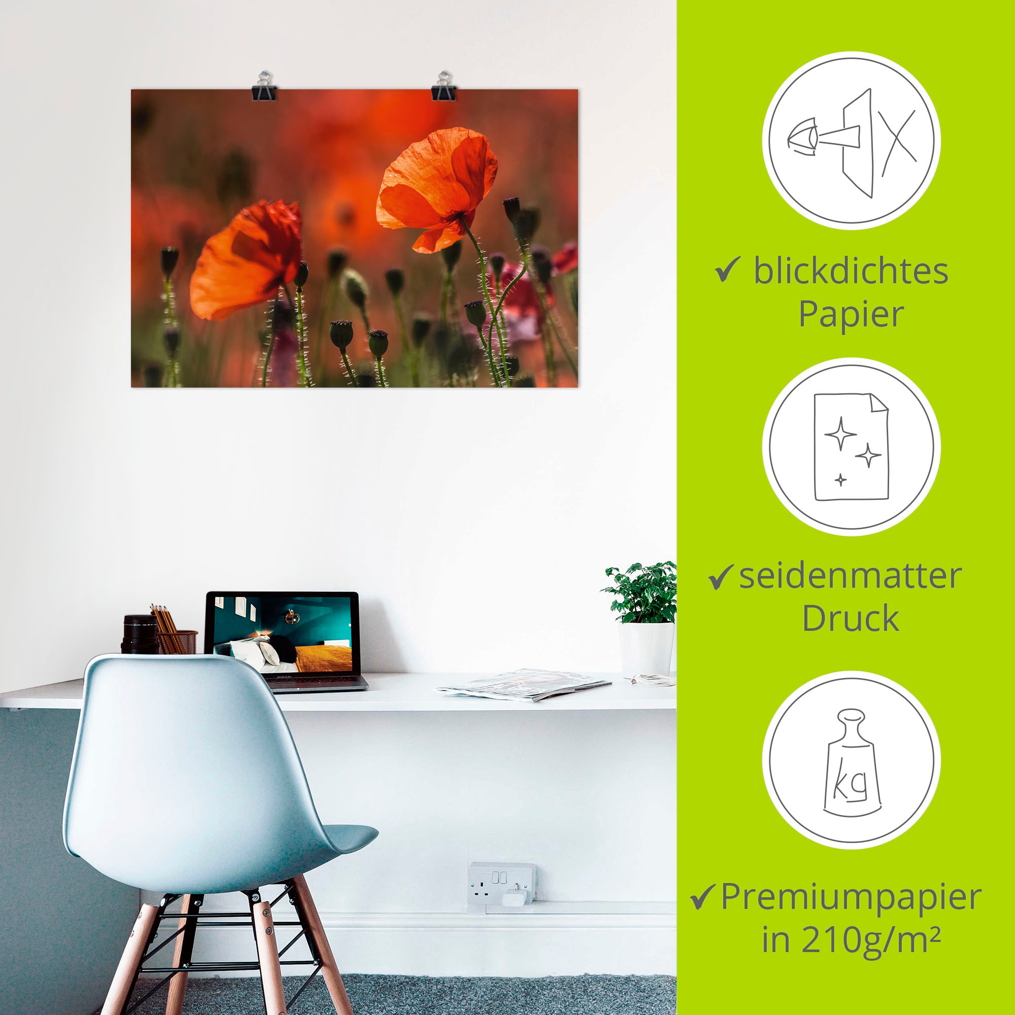 Artland Wandbild »Rote Mohnblumen in der Provence«, Blumenbilder, (1 St.), als Leinwandbild, Poster in verschied. Größen