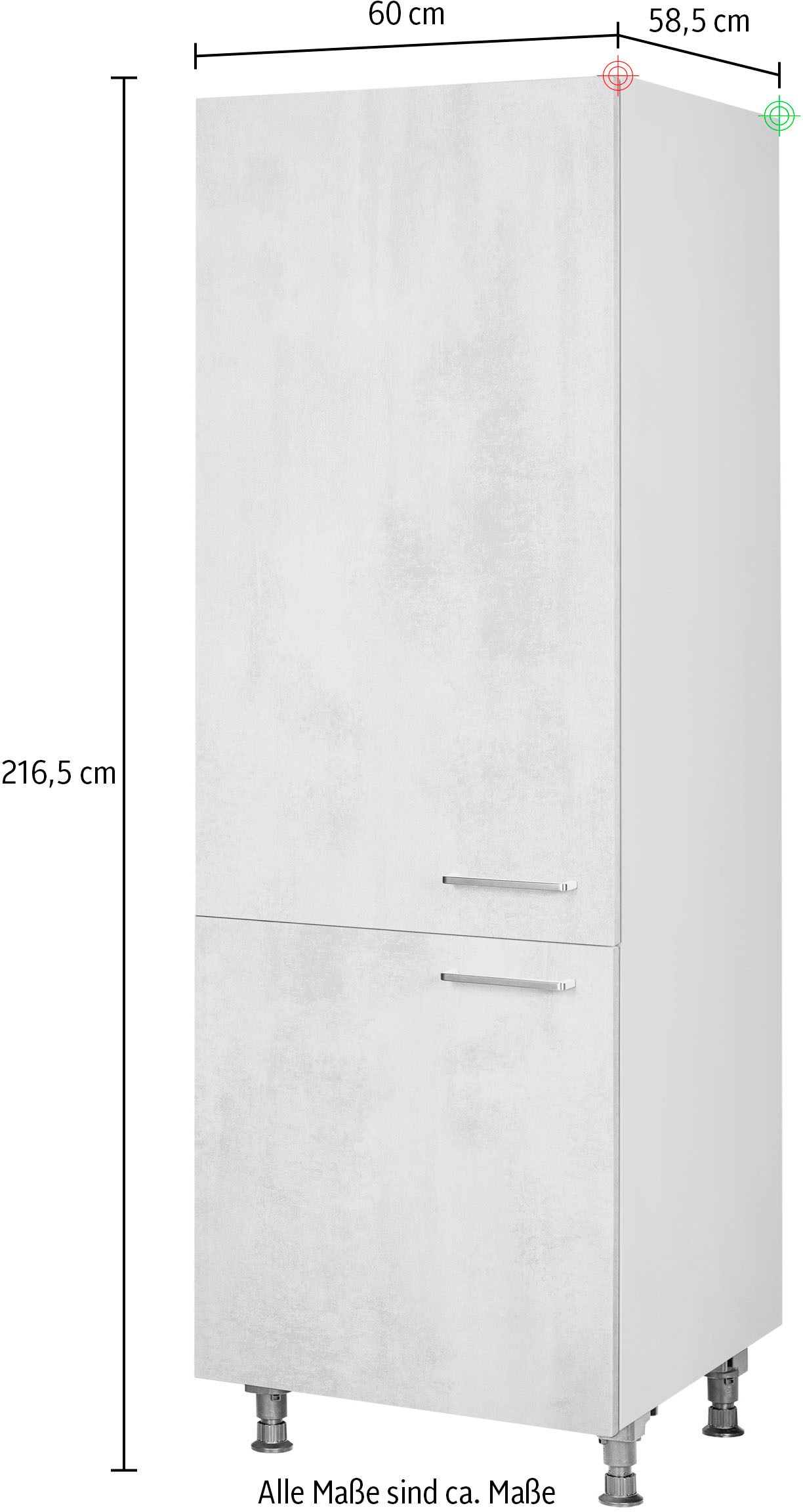 nobilia® Kühlumbauschrank »"Riva", mit zwei Türen und zusätzlichem Einlegeboden,«, vormontiert, Ausrichtung wählbar, Breite/Höhe: 60/216,6 cm