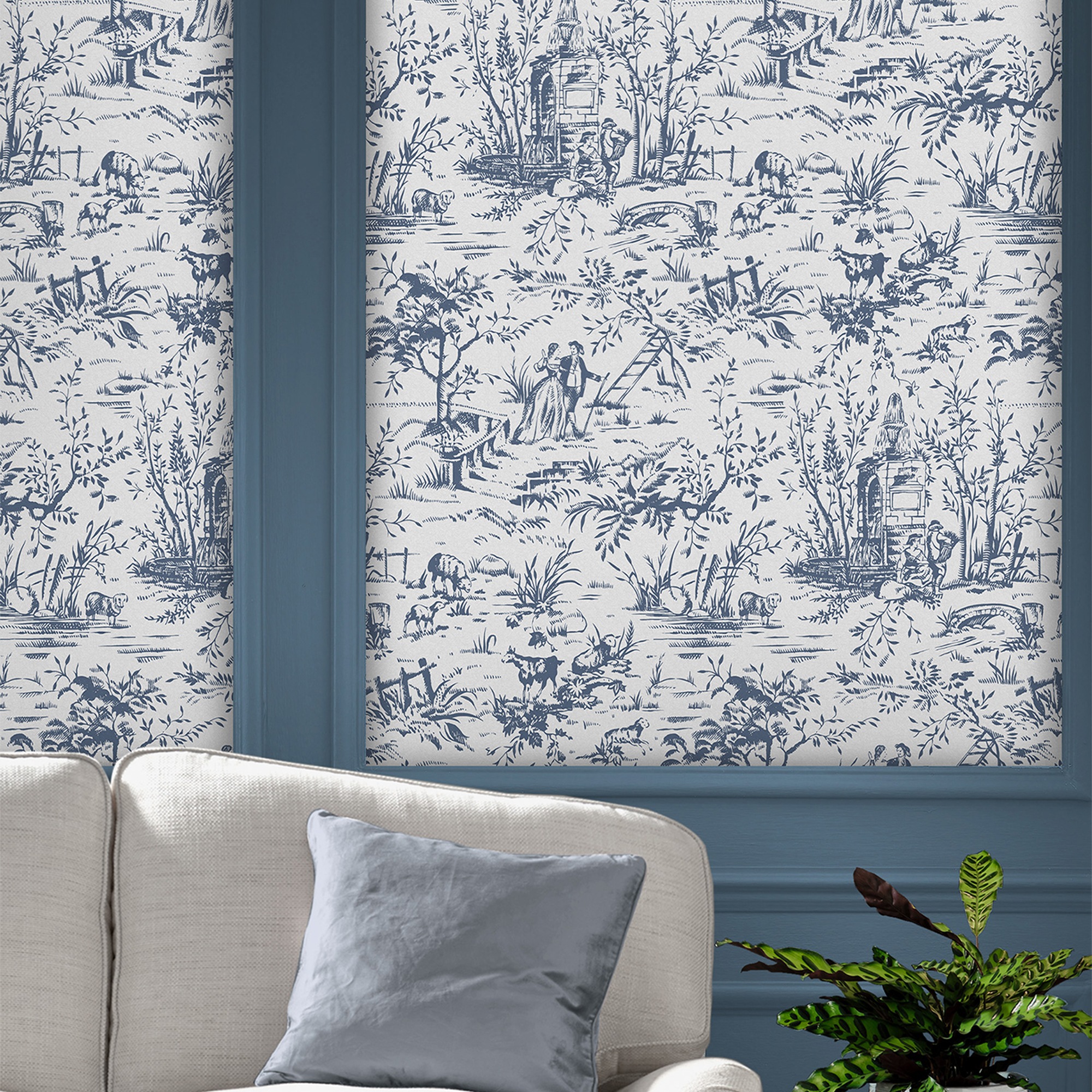 LAURA ASHLEY Vliestapete »Toile de Jouy« floral texturiert 10mx52cm