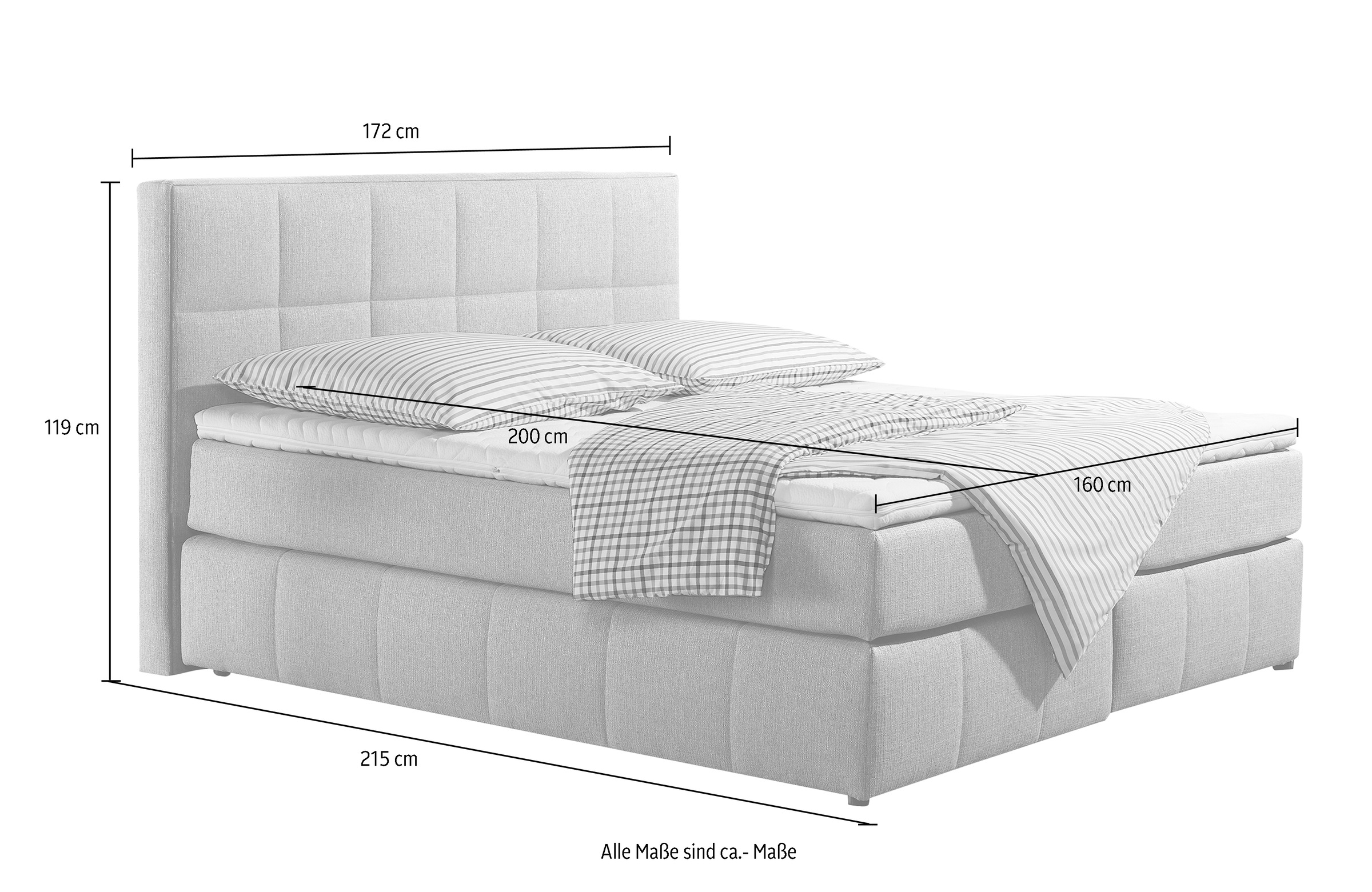 INOSIGN Boxspringbett »Casano«, mit feiner Steppung, in 3 Matratzenarten, 2 Härtegraden und 5 Farben