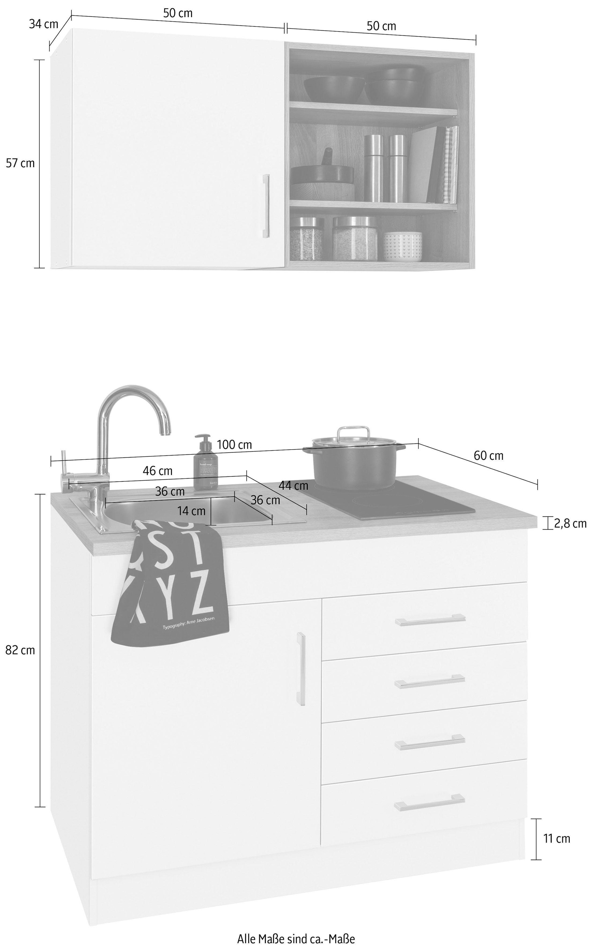HELD MÖBEL Küche »Mali«, Breite 100 cm, wahlweise mit E-Geräten