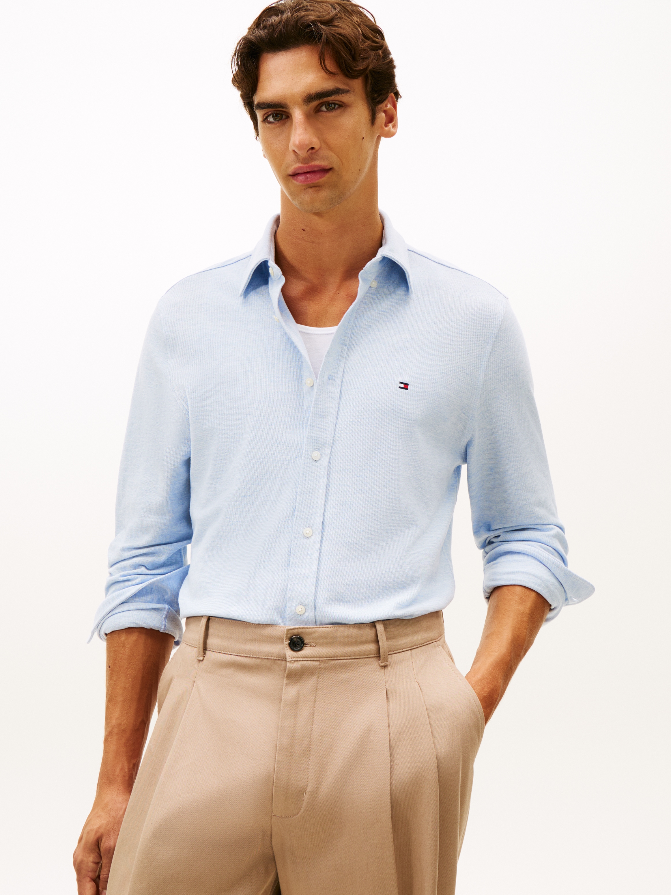 Tommy Hilfiger Langarmhemd »KNIT PIQUE FEATHERWEIGHT«