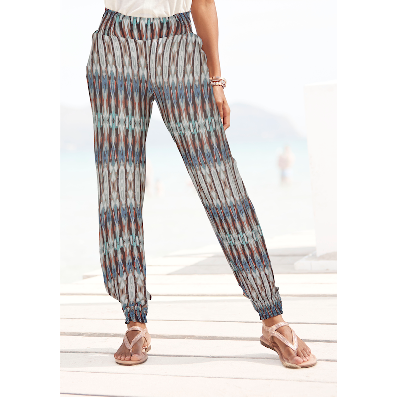 VIVANCE Jerseyhose mit Ethnoprint und Taschen, lockere Schlupfhose, Sommerhose bunt bedruckt 46 - N-Gr N-Gr 46 Breite Smokbündchen