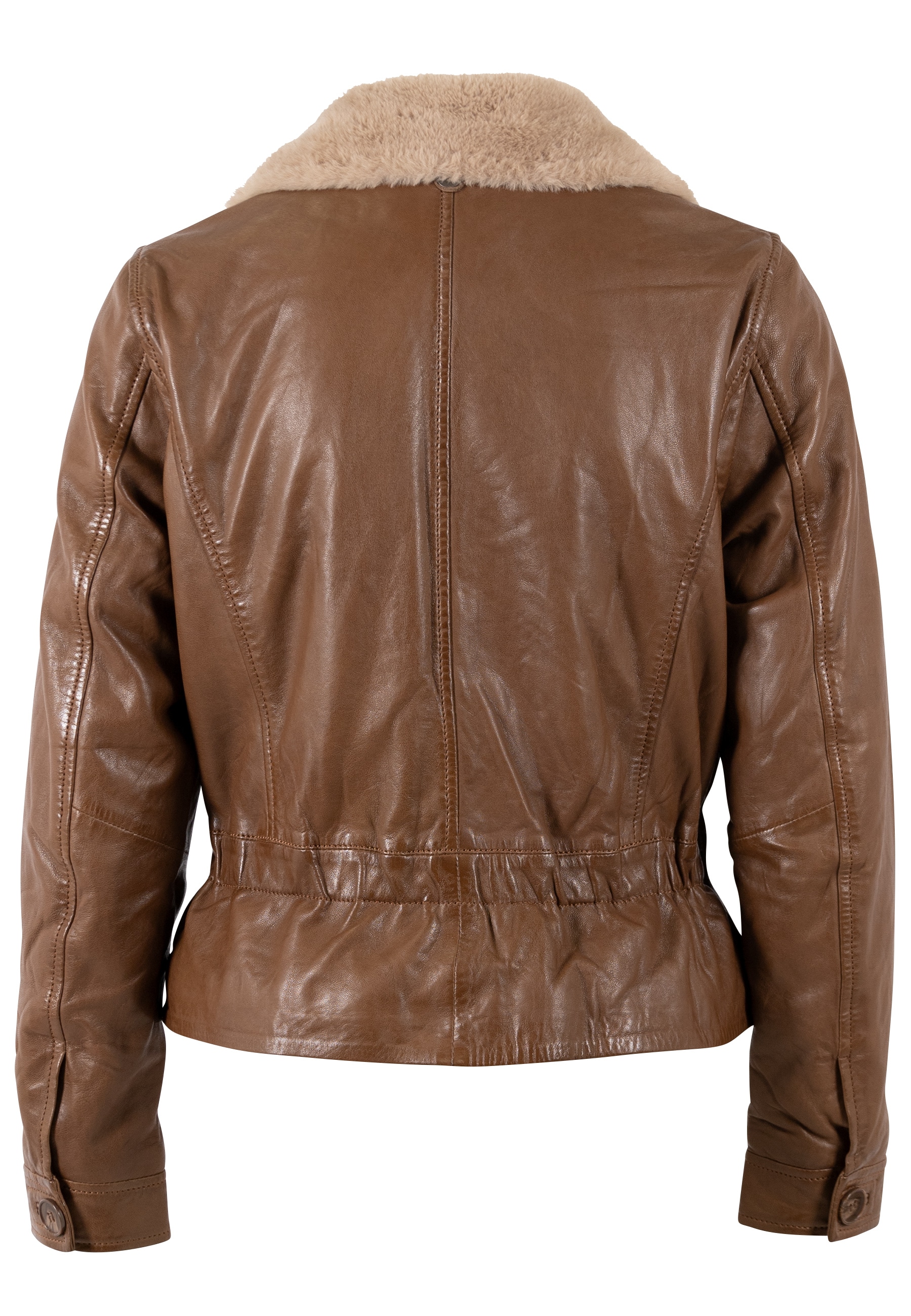 Mauritius Lederjacke »MWIcelyn« mit Reverskragen mit Fake-Fur-Besatz, tailliert