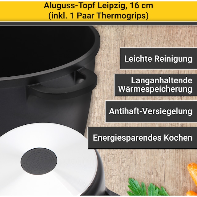 Krüger Fleischtopf »Leipzig«, Aluminiumguss, Antihaftversiegelung,  Glasdeckel für praktisches Sichtkochen auf Raten bestellen
