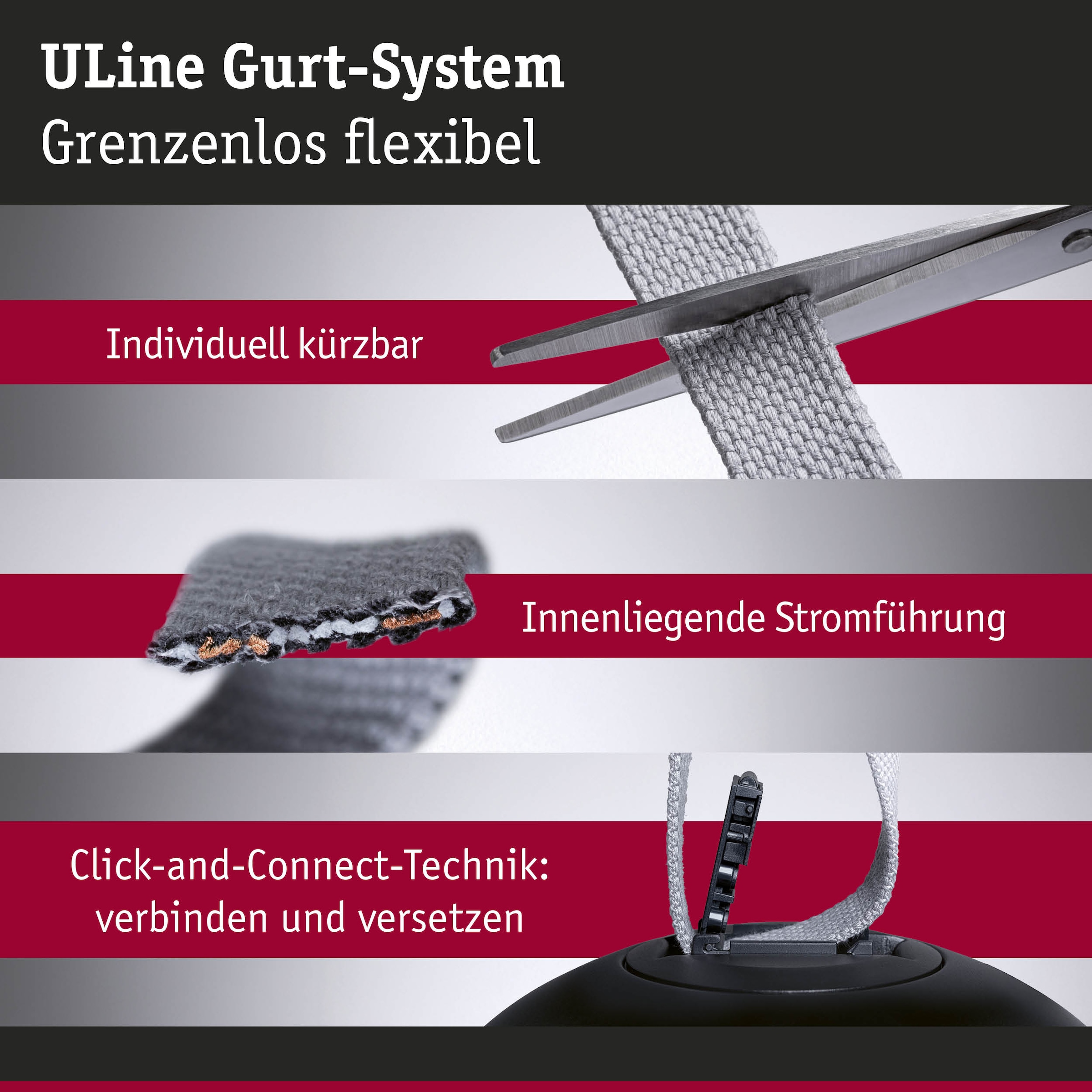 Paulmann Hängeleuchte »ULine Gurt Belt Basisset 10m max. 150W Schwarz«