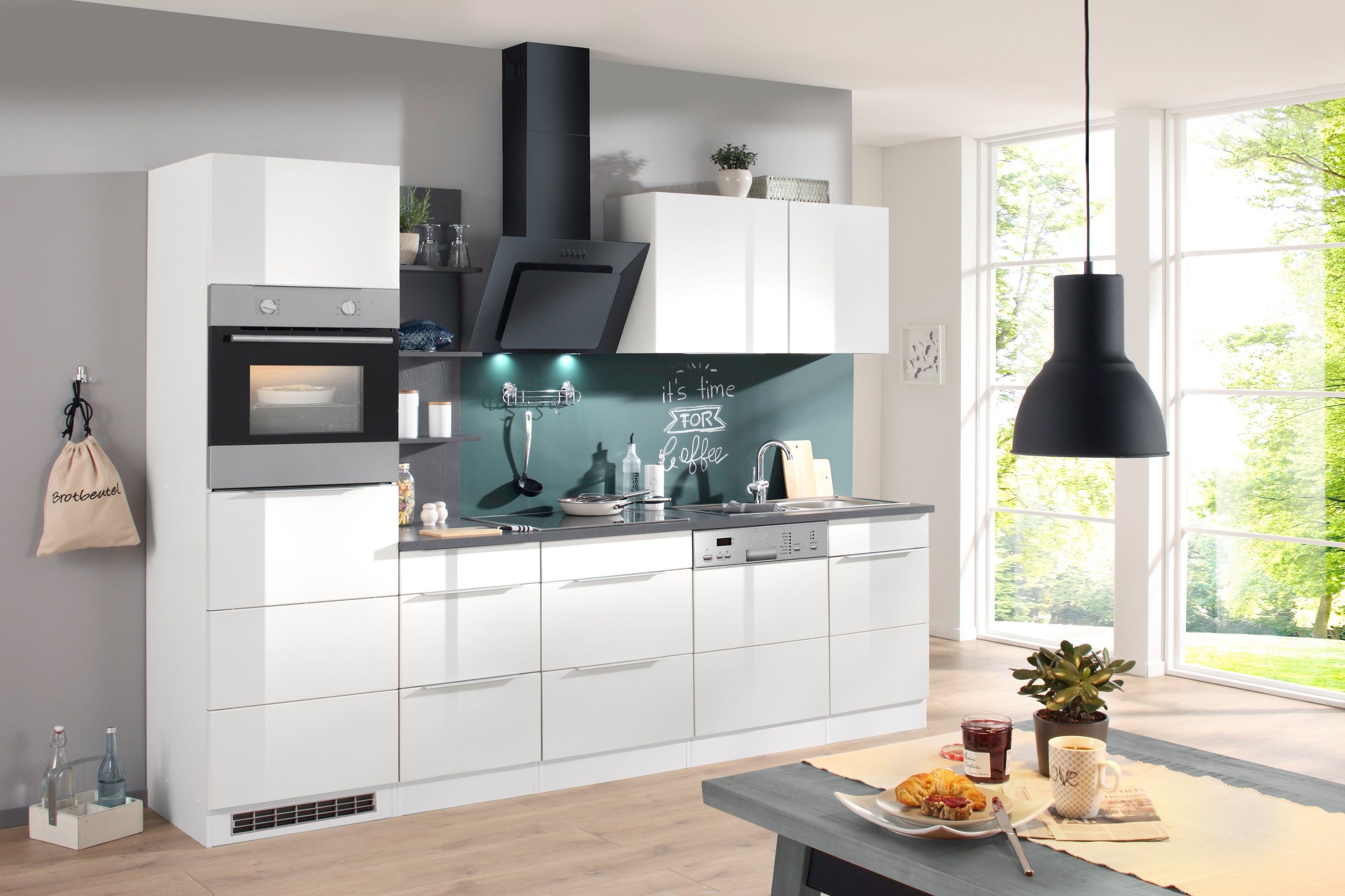 KOCHSTATION Küchenzeile »KS-Brindisi Breite 280 cm«, wahlweise mit E-Geräten und Induktion, mit MDF-Fronten und Regal