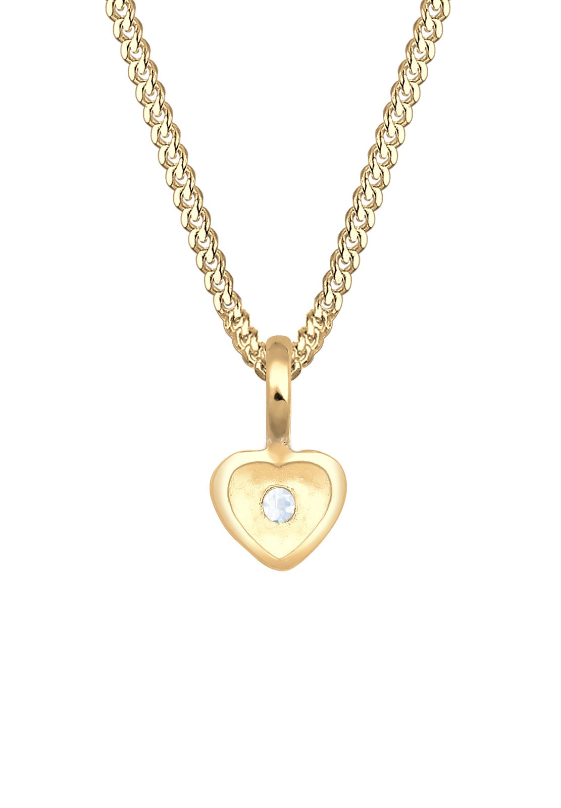 Elli Premium Kette mit Anhänger »Kinder Herz Geburt Taufe Zirkonia 585 Gelbgold«