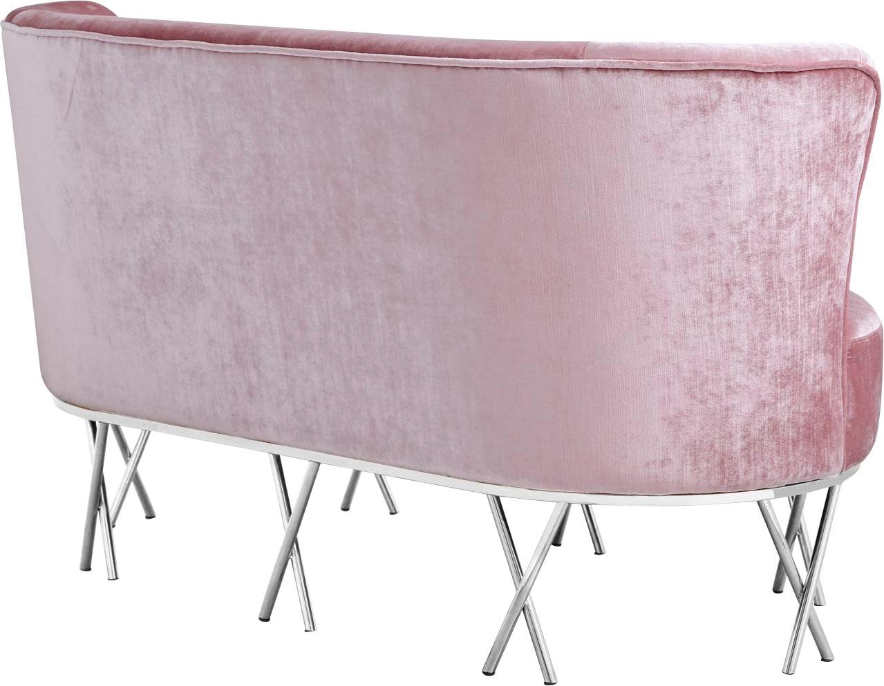 Leonique Sofa »Scarlett«, Sofa/Bank, rosa Velours, Chromfüße, Design, 145x72x80