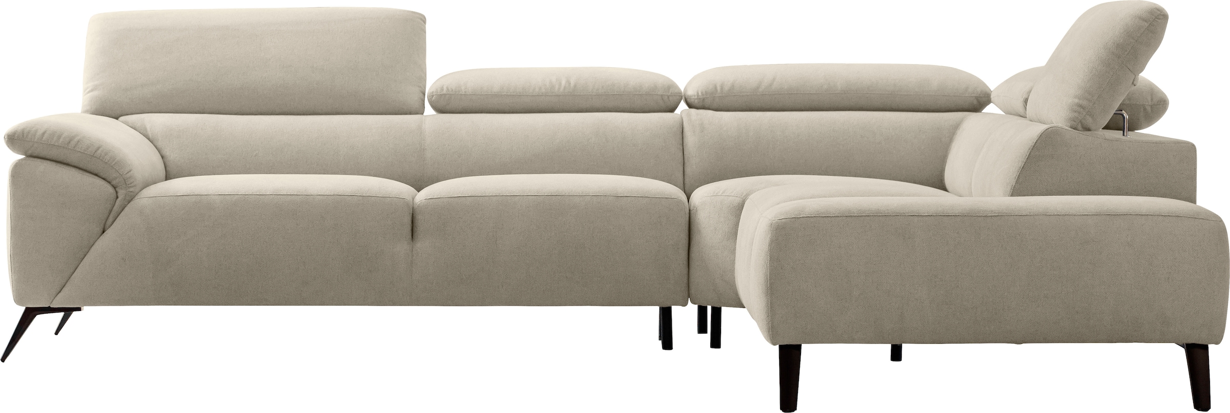 Nicoletti Home Ecksofa, Breite 287 cm, verstellbare Kopfstütze, Ottomane li günstig online kaufen