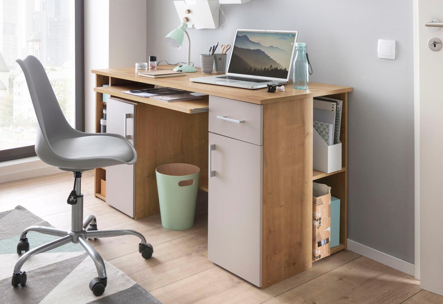 VOGL Möbelfabrik Schreibtisch »Tim mit seitlich offenen Fächern & Tastaturauszug,«, Druckerablage, 1 Schublade, Breite 138 cm, Made in Germany