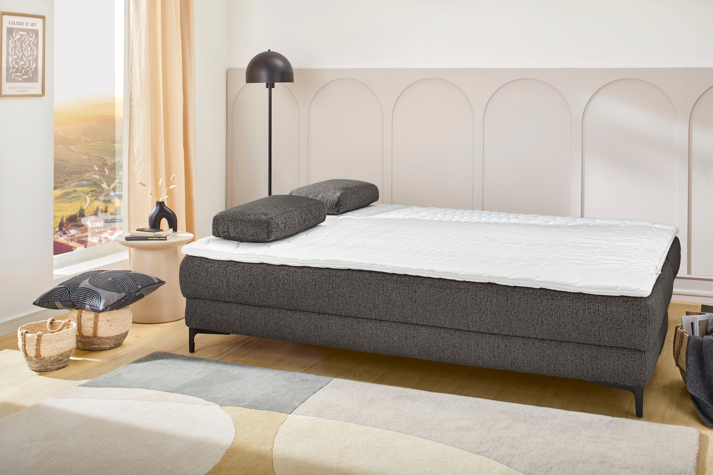 Jockenhöfer Gruppe Schlafsofa »Felix, B: 205 cm, Liegefl. 155x201 cm, Dauerschlafsofa, inkl. Topper« inklusive Bettfunktion und Bettkasten, Federkernpolsterung