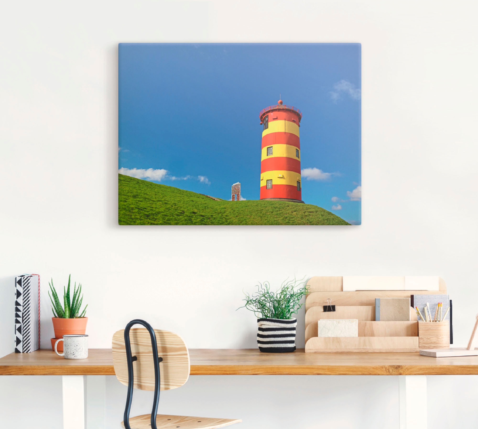 Artland Leinwandbild »Pilsumer Leuchtturm«, Gebäude, (1 St.), auf Keilrahmen gespannt