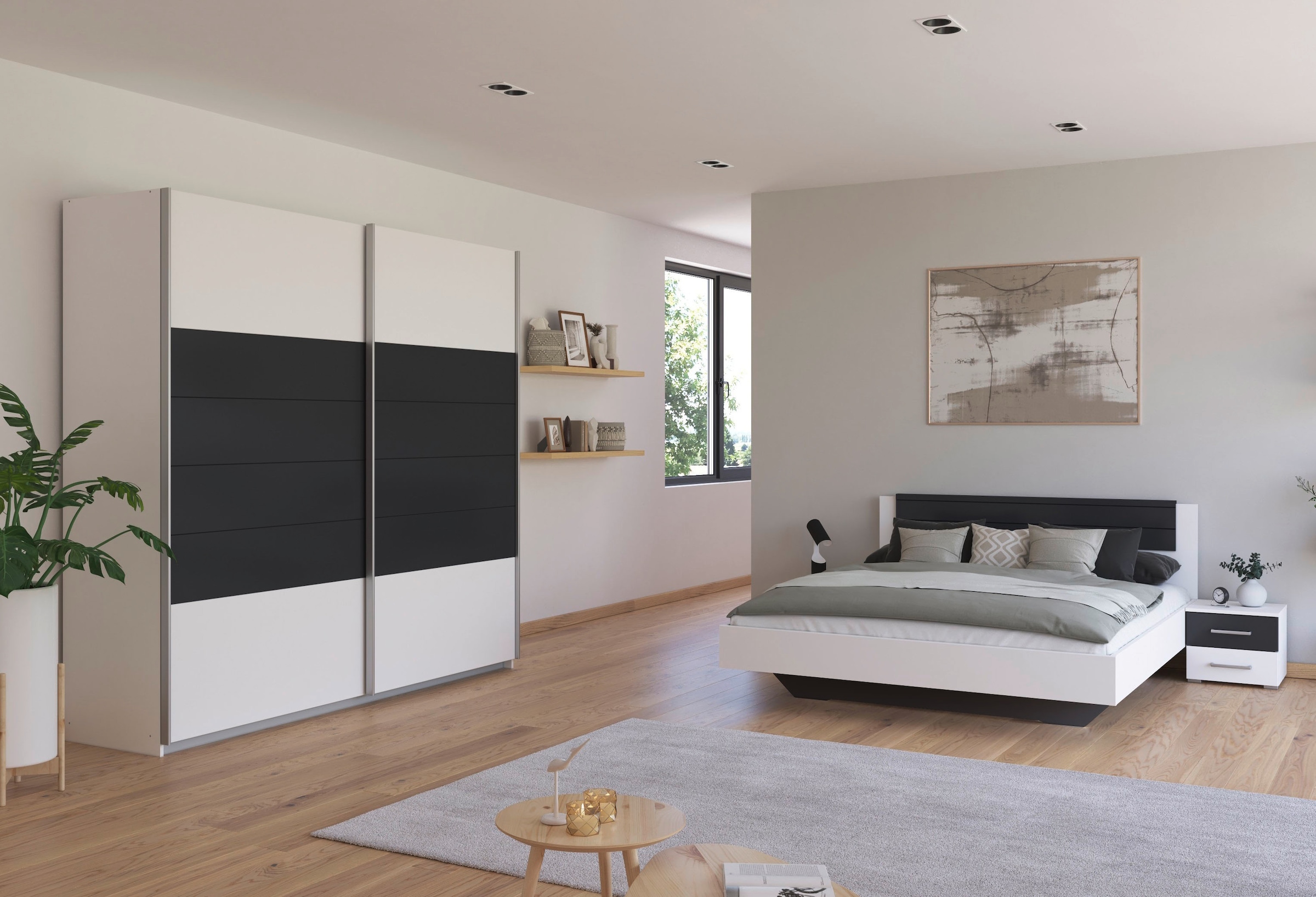 rauch Schlafzimmer-Set »Komplettschlafzimmer Schlafzimmer BARCELONA mit Schrank Breite 226 cm,«, (Set, 4 tlg.), Bett 160 oder 180 cm und 2 Nachttischen MADE IN GERMANY