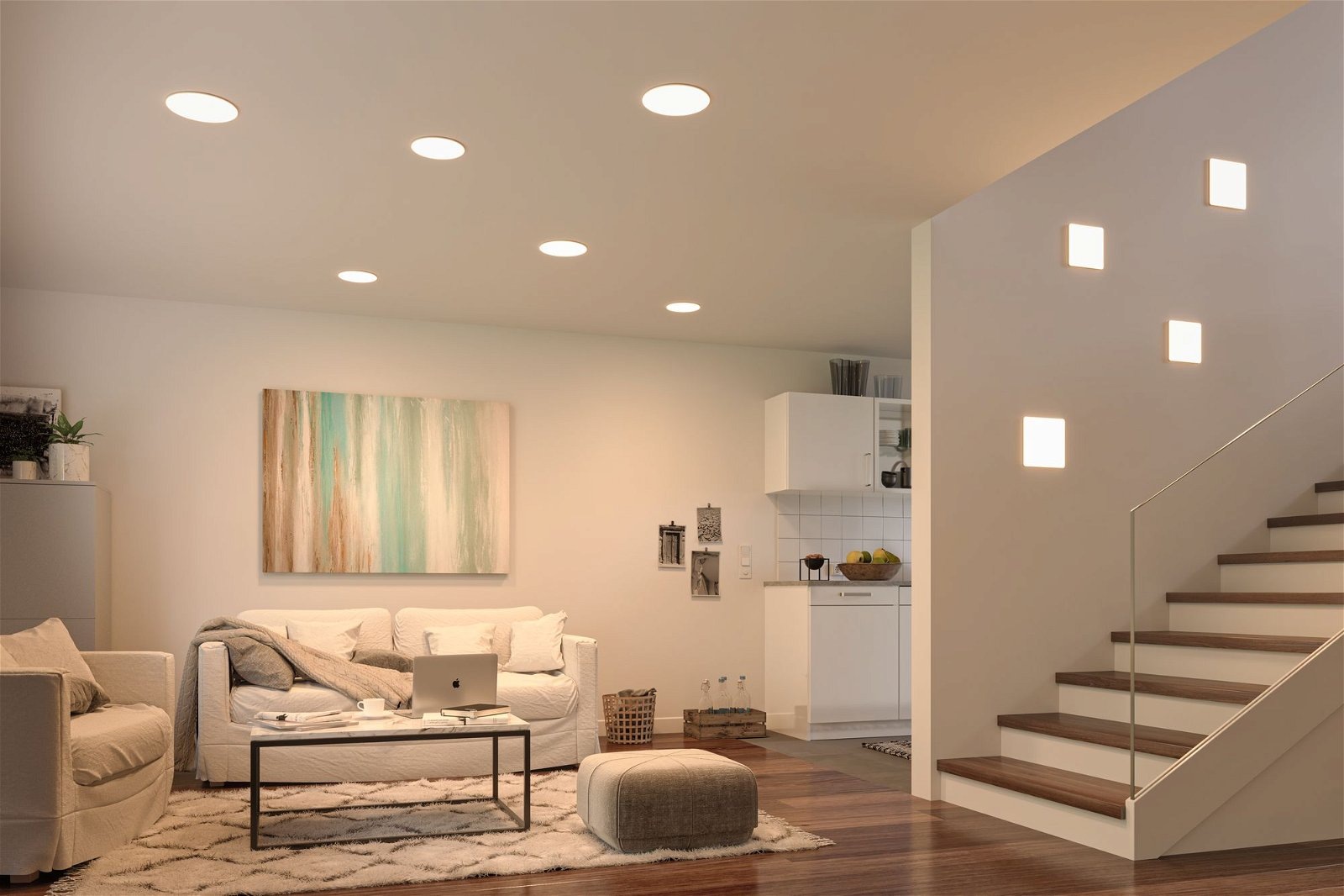 Paulmann LED Einbauleuchte »VariFit Veluna IP44 eckig 215x215mm 21W 1650lm 3000K Satin 3-Step-Dim« 1 Stk. Warmweiß Einbaupanel, dimmbar