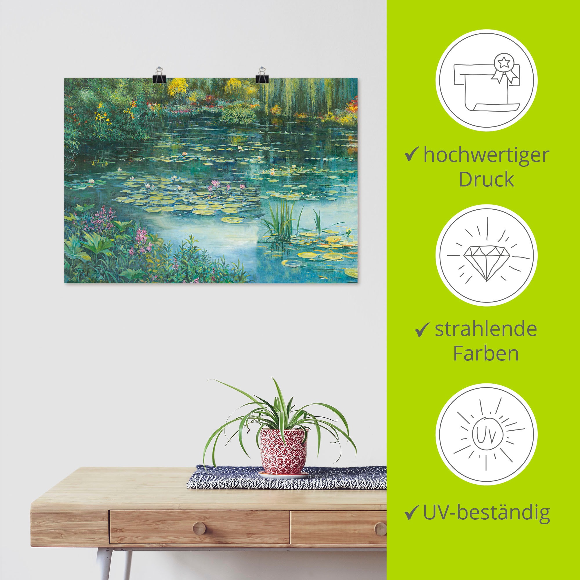 Artland Wandbild »Teichlandschaft I«, Gewässer, (1 St.), als Alubild, Outdoorbild, Leinwandbild, Poster in verschied. Größen
