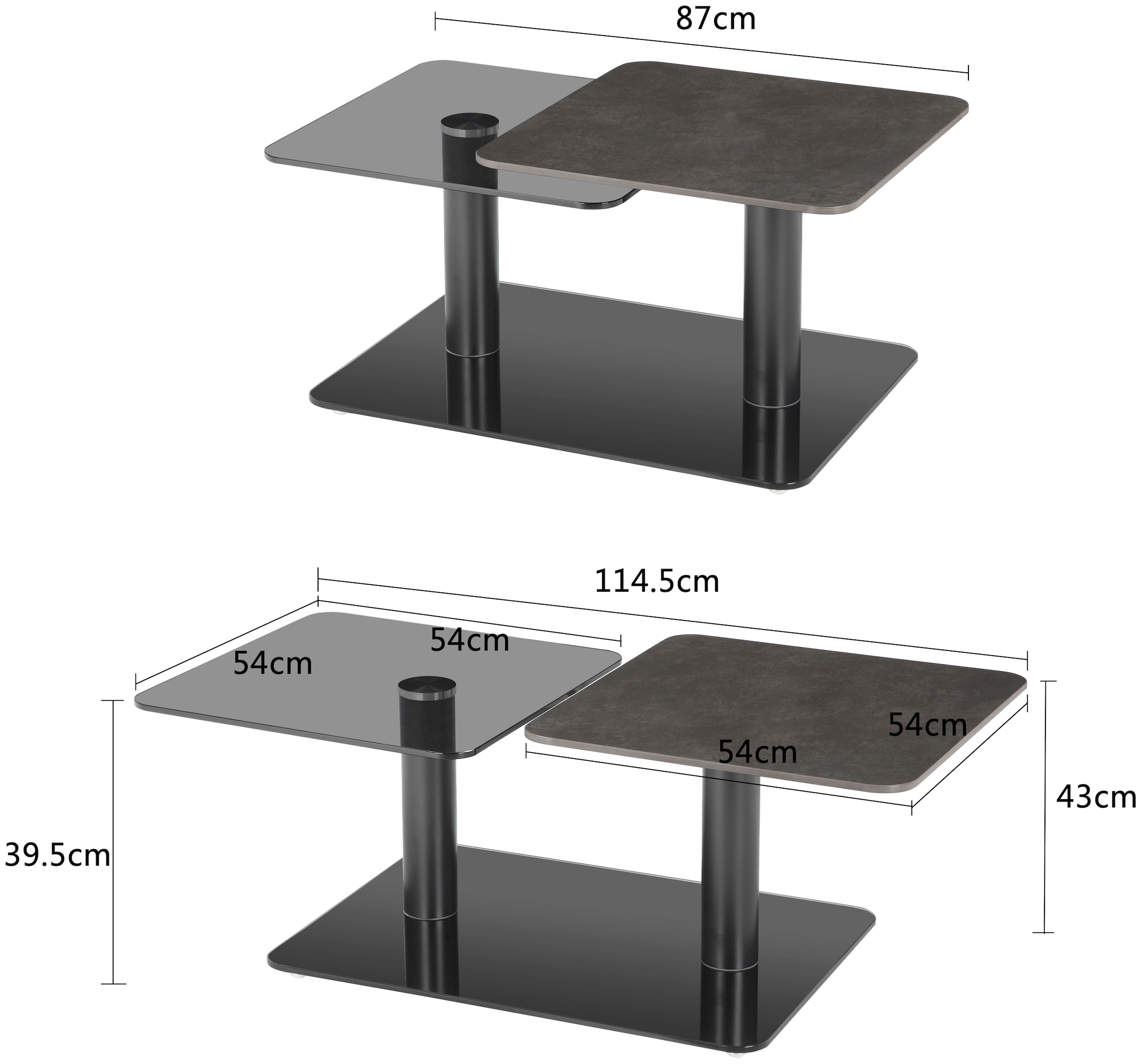 OTTO home Couchtisch »Craco« mit verschiebbarer Ablagefläche im puristischen Design
