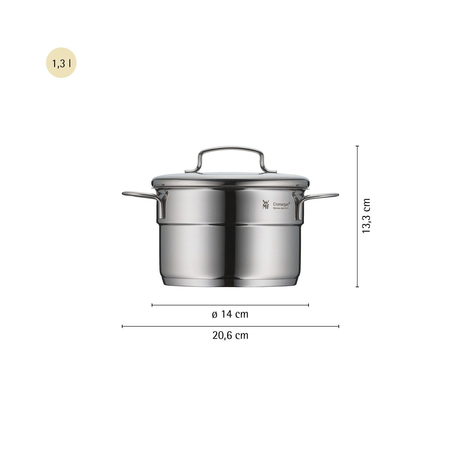 WMF Topf-Set »Mini« Set, Kochtopf 12 + 14 cm, Bratentopf 14 + 16 cm, Stielkasserolle 14 cm, 9 Stk. tlg. Cromargan® Edelstahl Rostfrei 18/10