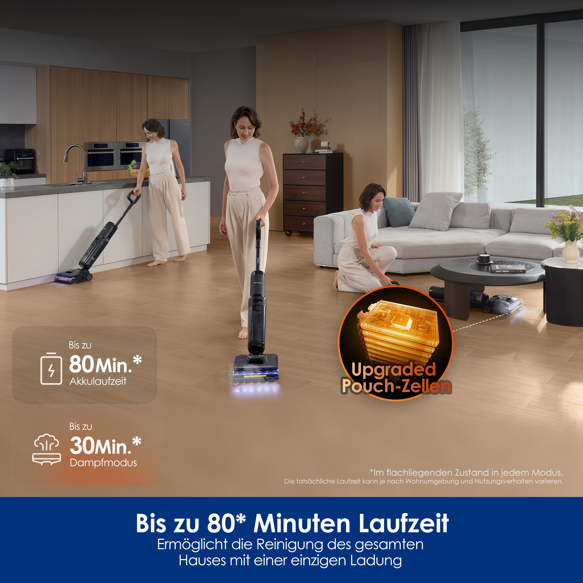 Tineco Nass-Trocken-Sauger »FLOOR ONE S7 Stretch Steam Plus mit 160°C Dampfreinigung« Selbstantrieb, 80 Minuten