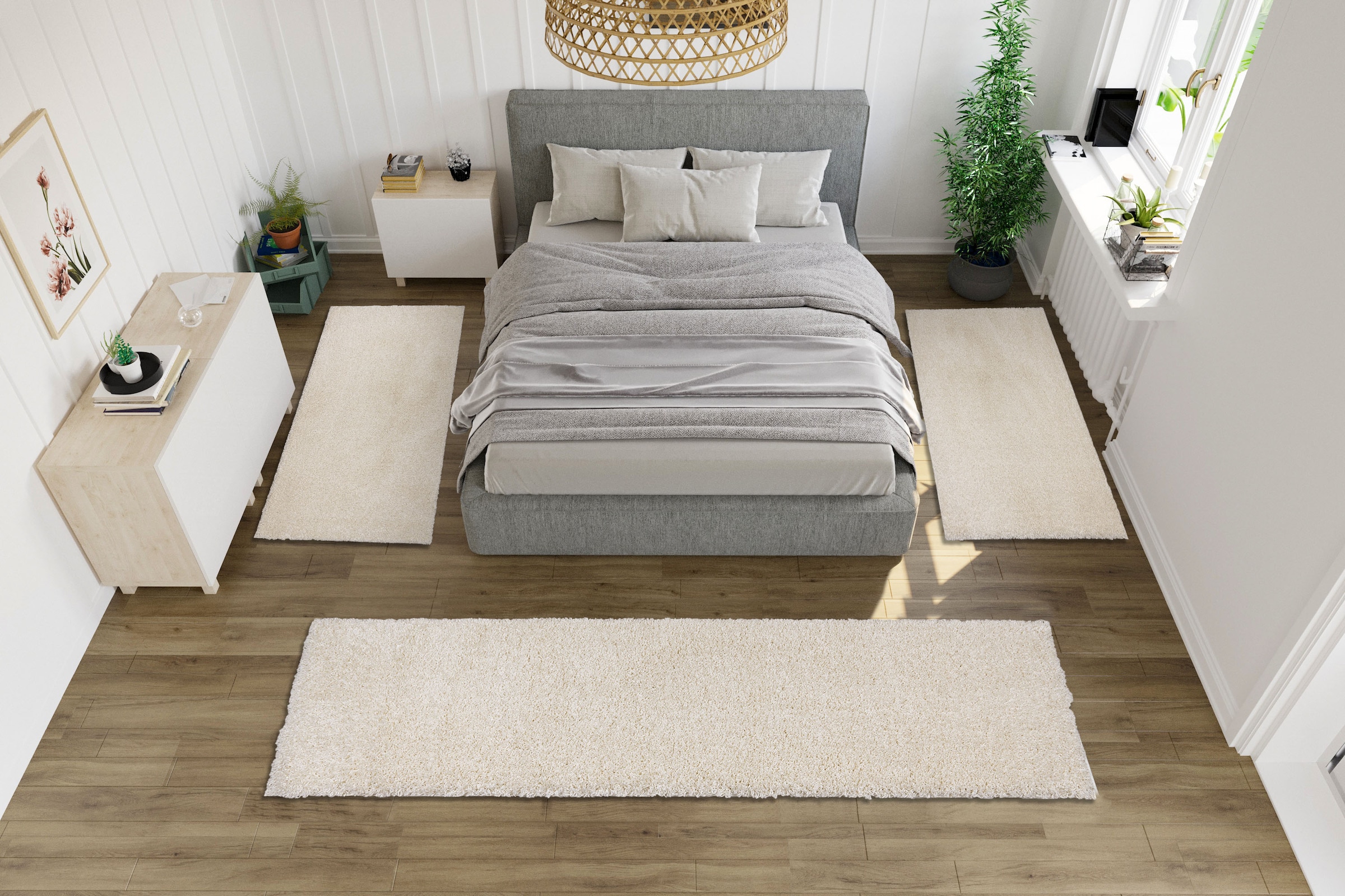 my home Bettumrandung »Viva«, (3 tlg.), Bettvorleger, Läufer-Set, Uni-Farben, einfarbig, besonders kuschelig