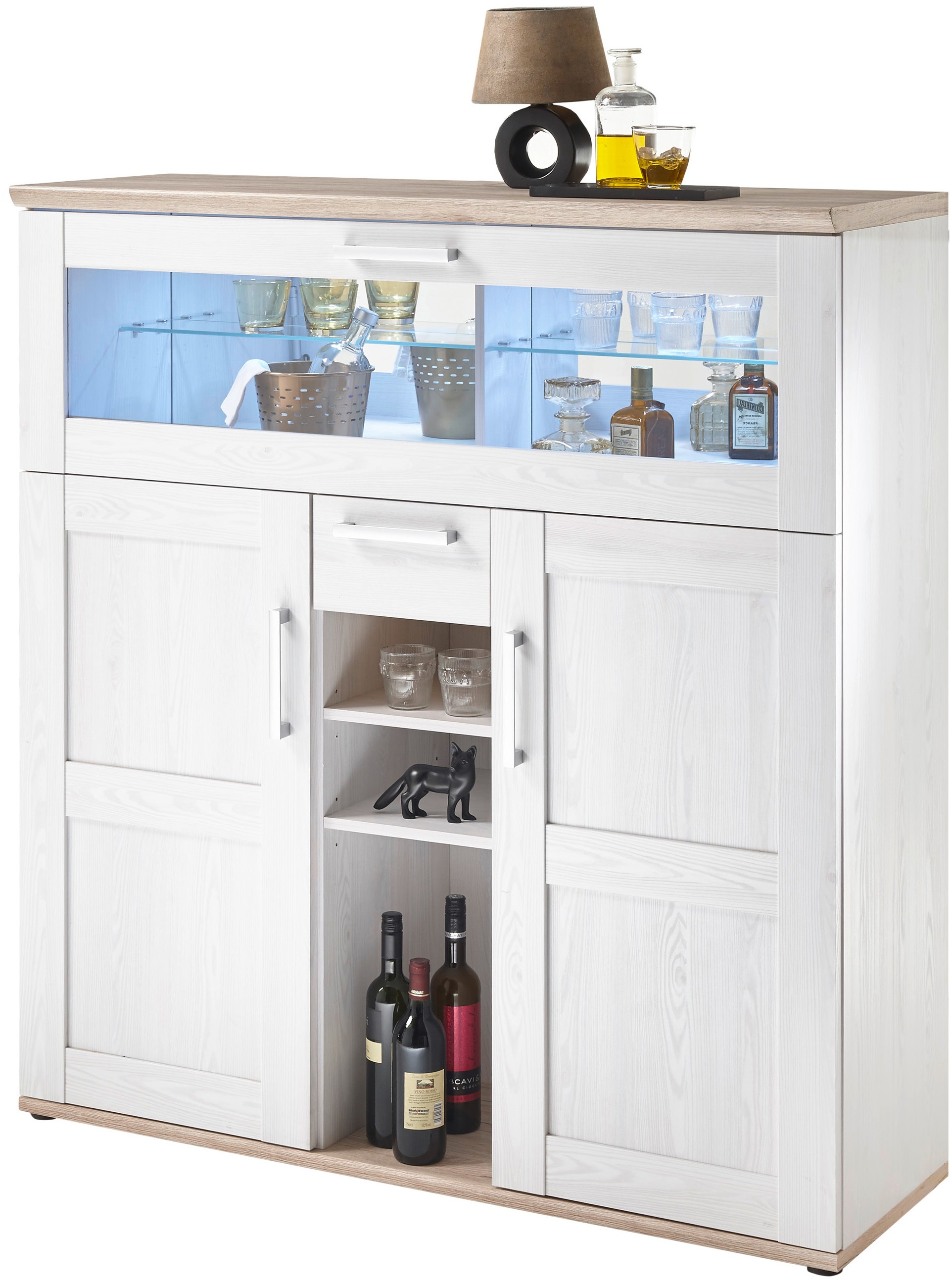 HBZ Barschrank "Romance" 1 Stk. tlg. im Landhausstil, Highboard mit Bar günstig online kaufen