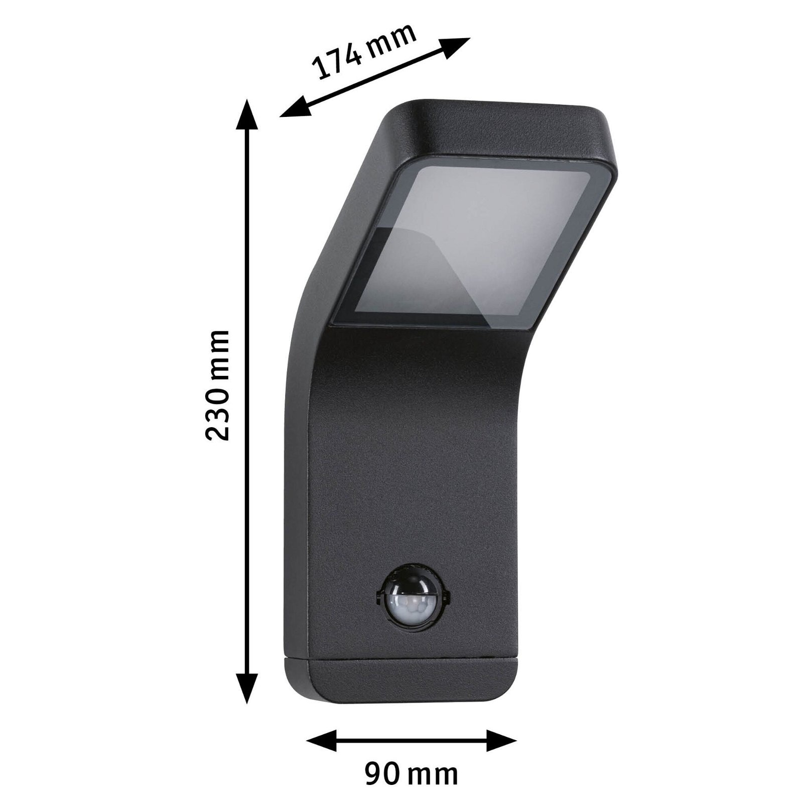Paulmann LED Außen-Wandleuchte »Kulma IP44 90x174mm 3000K 7,5W 500lm 230V Anthrazit Aluminium«, 1 flammig, Bewegungsmelder seewasserresistent